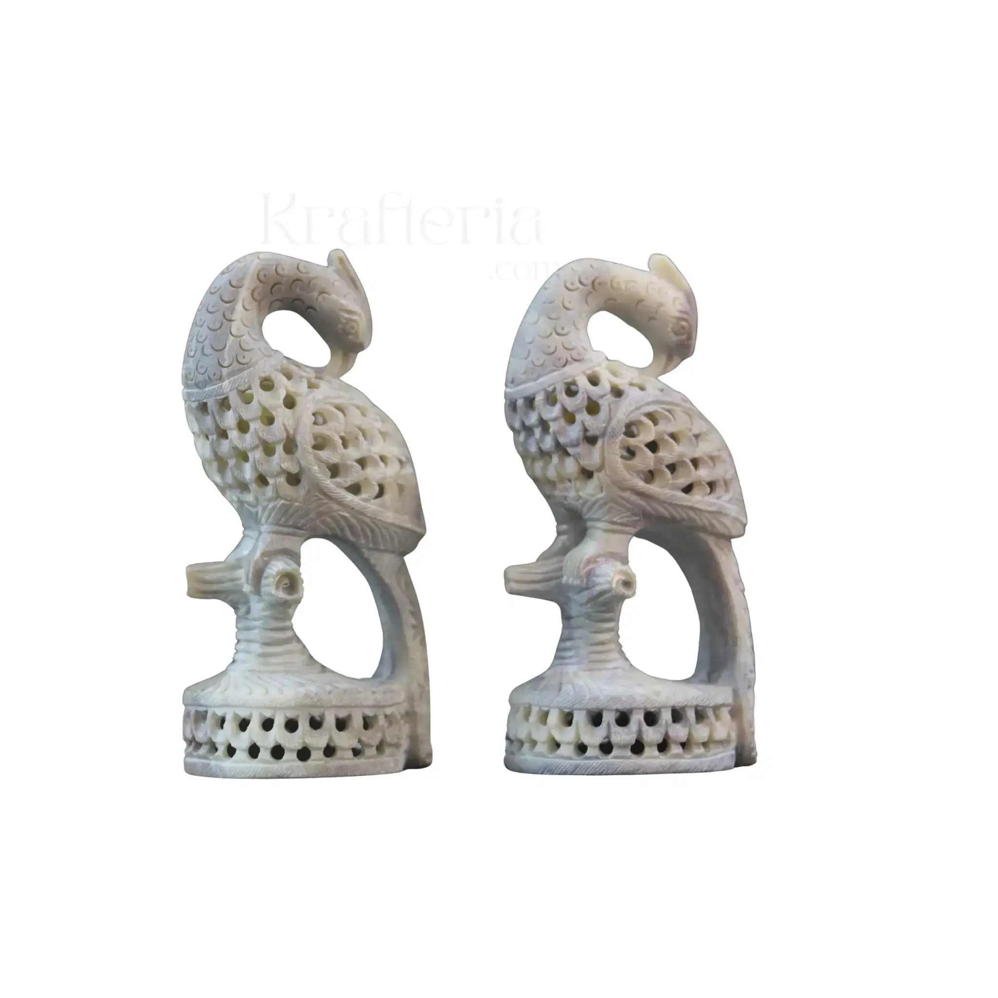 Peacock Pair Jali Carving – Ethnic Indian Handicraft Figurines - Image 7