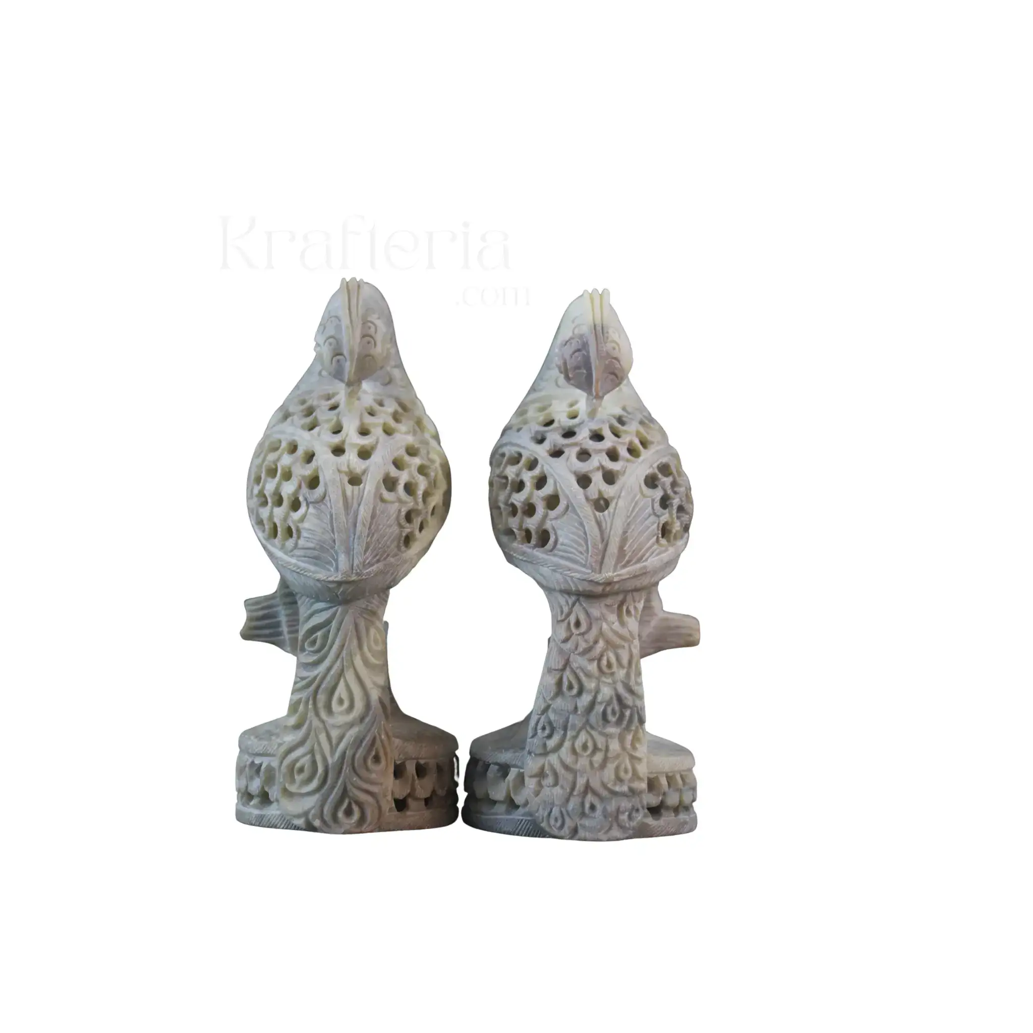 Peacock Pair Jali Carving – Ethnic Indian Handicraft Figurines - Image 8