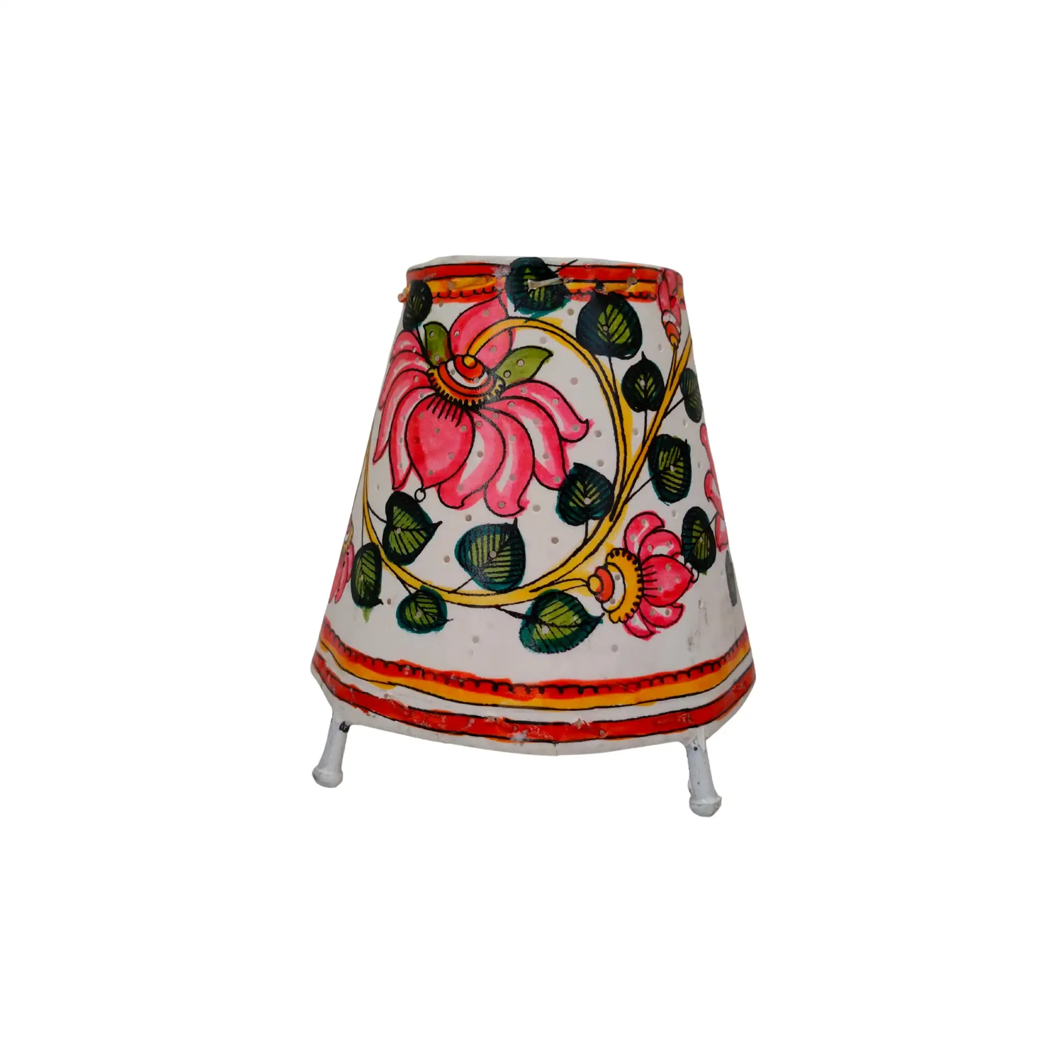 Traditional Handcrafted Pink Lotus Leather Lamp | Bed Lamp - Image 4
