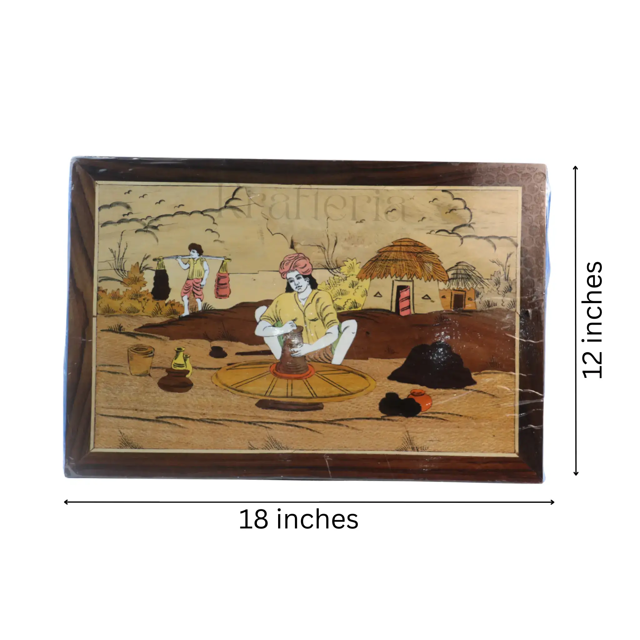 Pottery Pot Making Wooden Inlay Frame – South Indian Handmade Masterpiece - Image 5