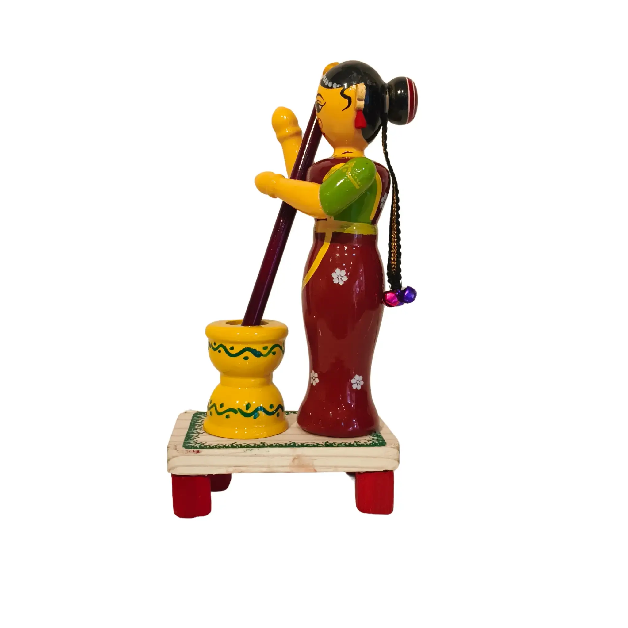 The Village Pounding Woman Etikoppaka Wooden Craft - Image 4