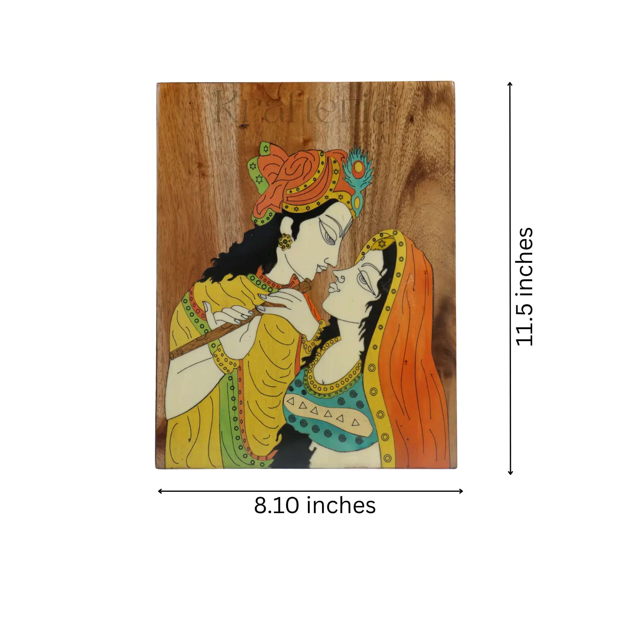 Radha Krishna Rosewood Inlay – Handcrafted Wooden Wall Art - Image 4