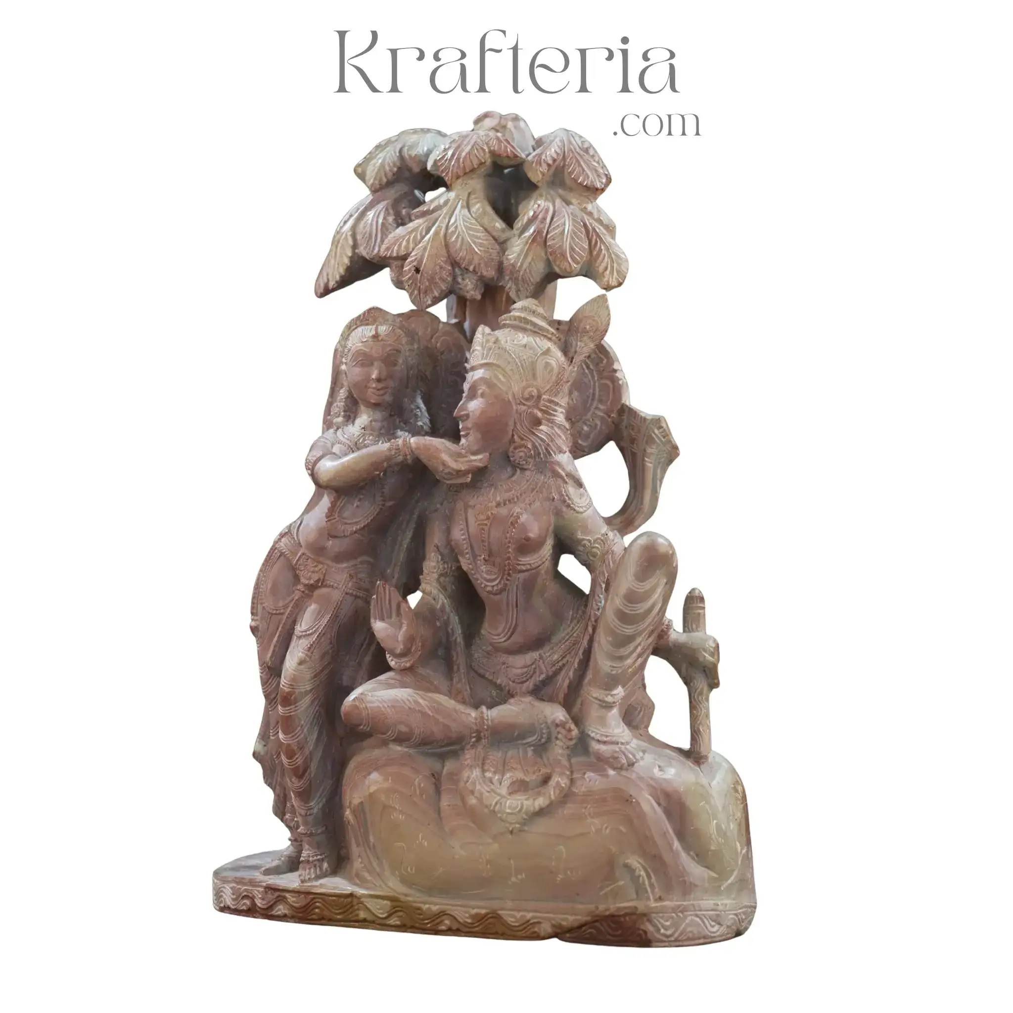 Radha Krishna Sculpture Under the Tree – Eternal Love in Nature - Image 2
