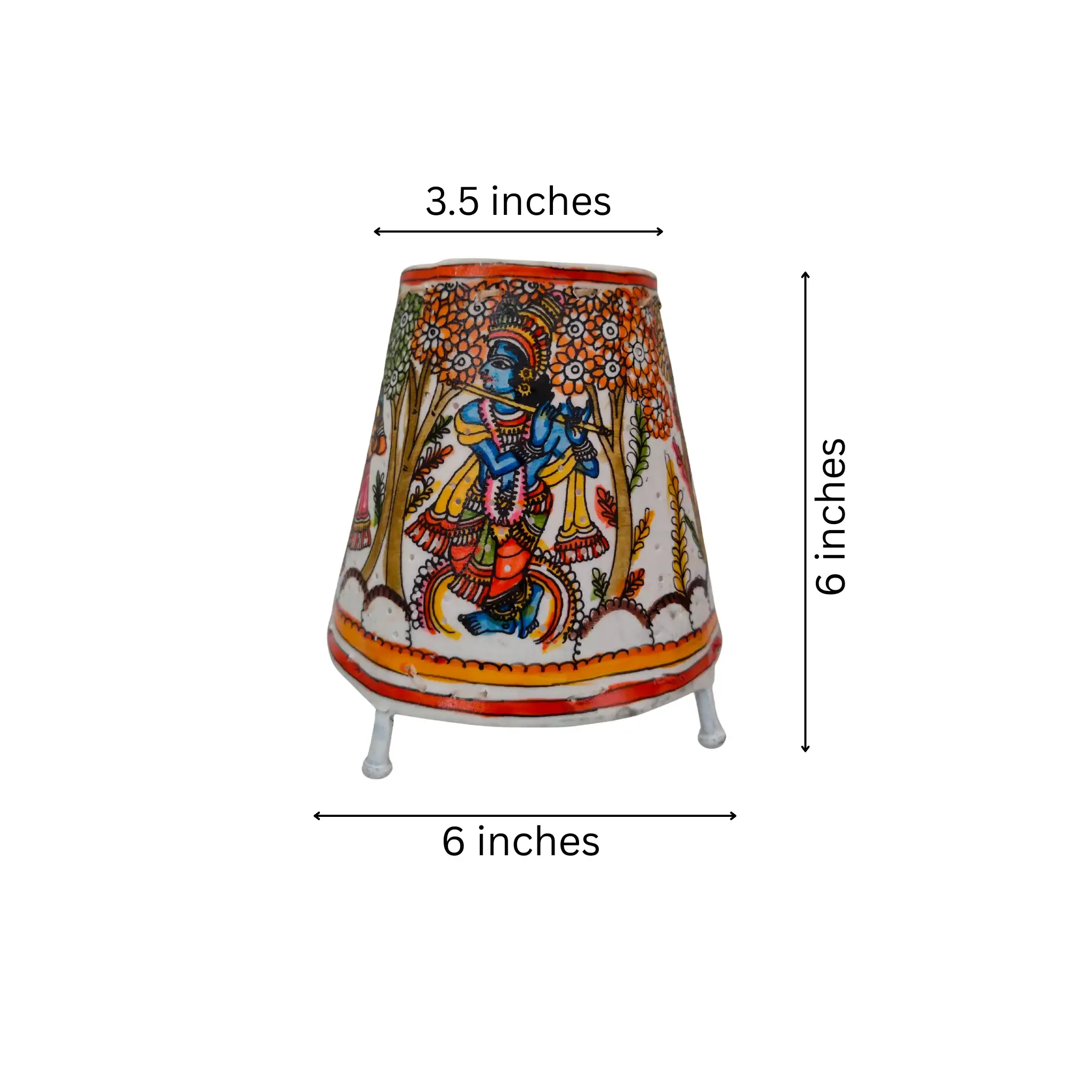 Hand Painted Radha Krishna Leather Lamp Bed Lamp - Image 4