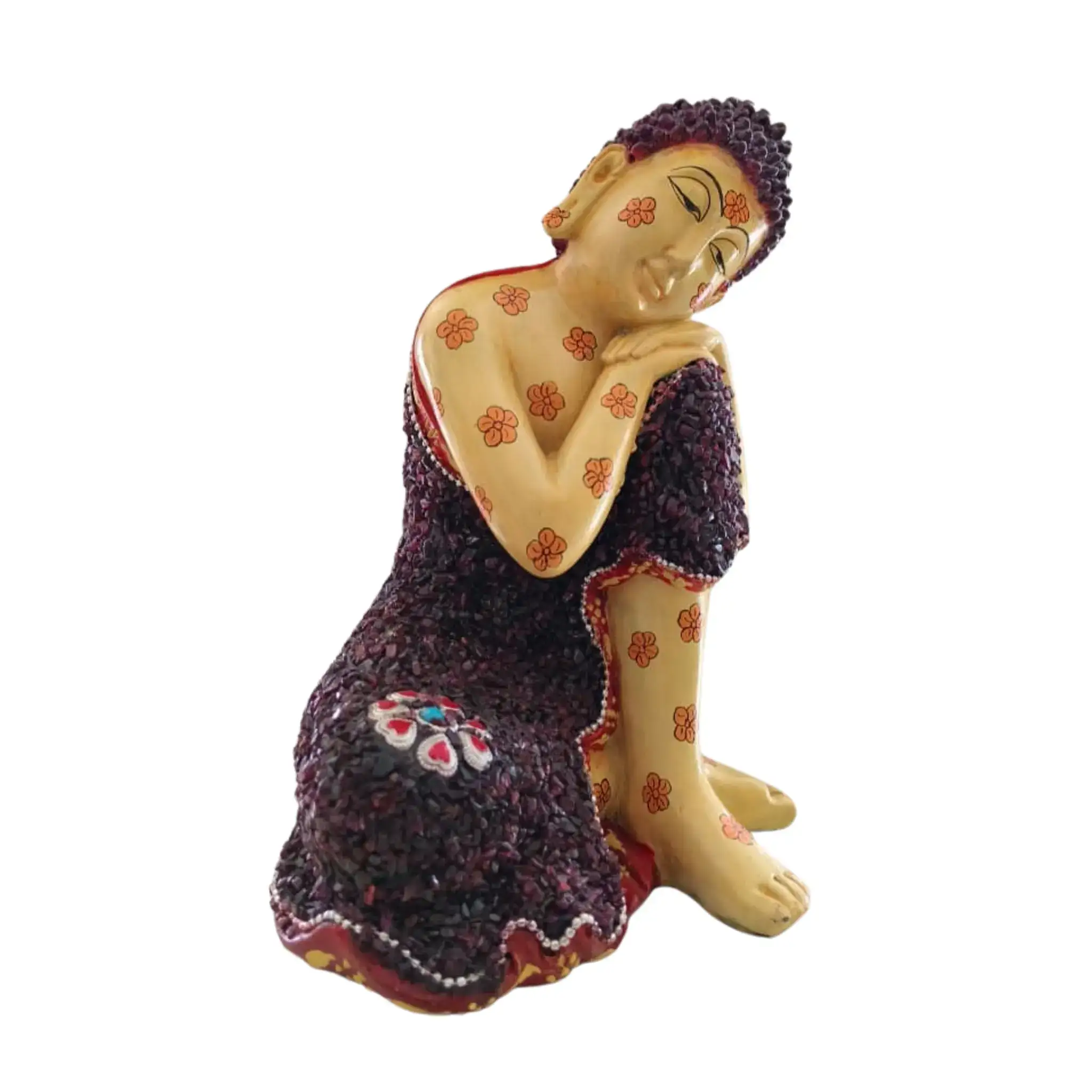 Resin Buddha Idol with Stones | Decorative Spiritual Sculpture - Image 4