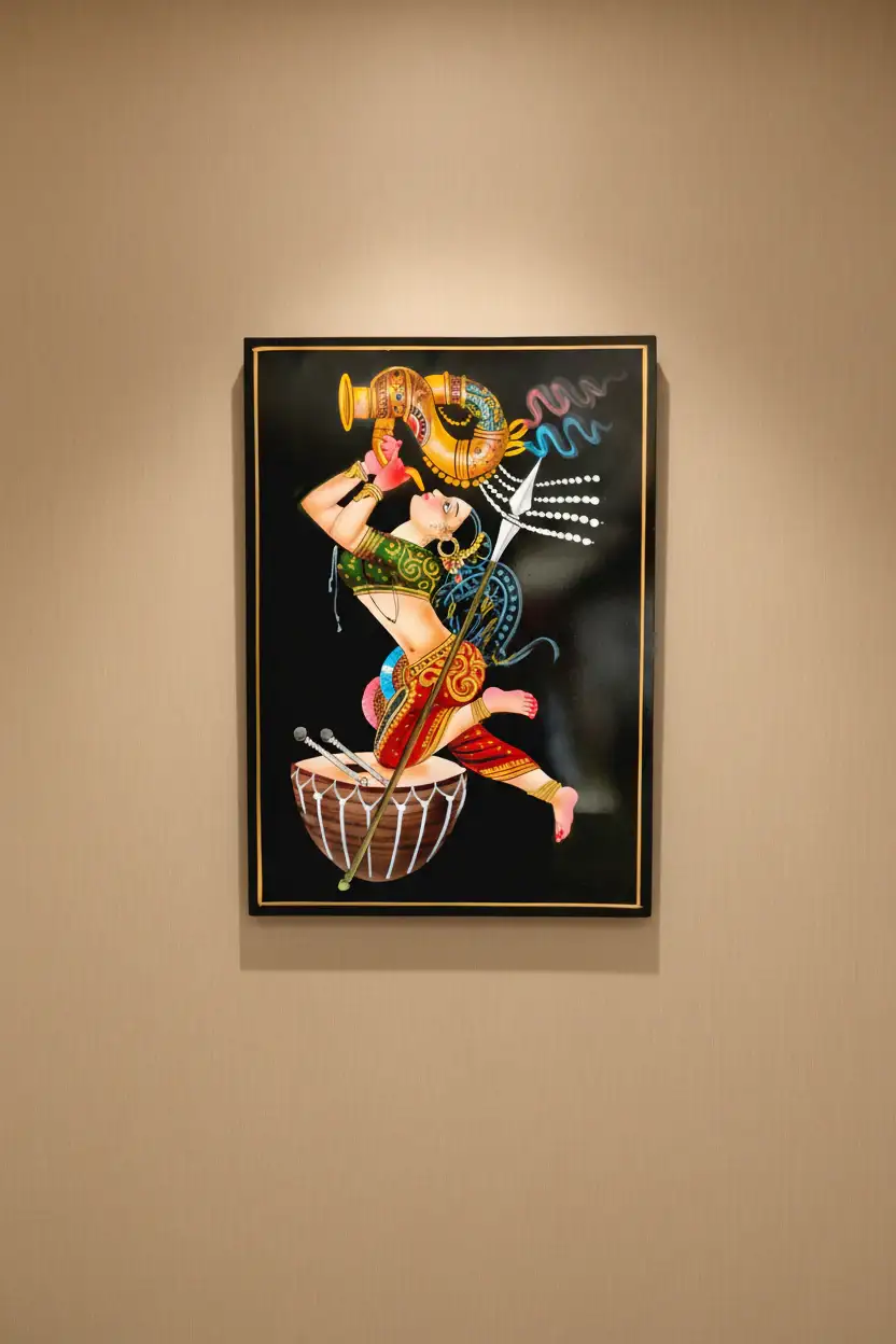 Rhythms of Tradition – Folk Musician Nirmal Painting - Image 2