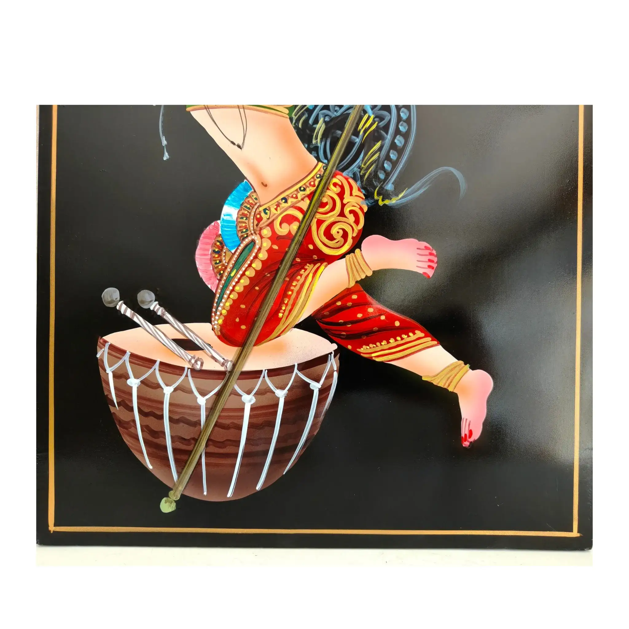 Rhythms of Tradition – Folk Musician Nirmal Painting - Image 4