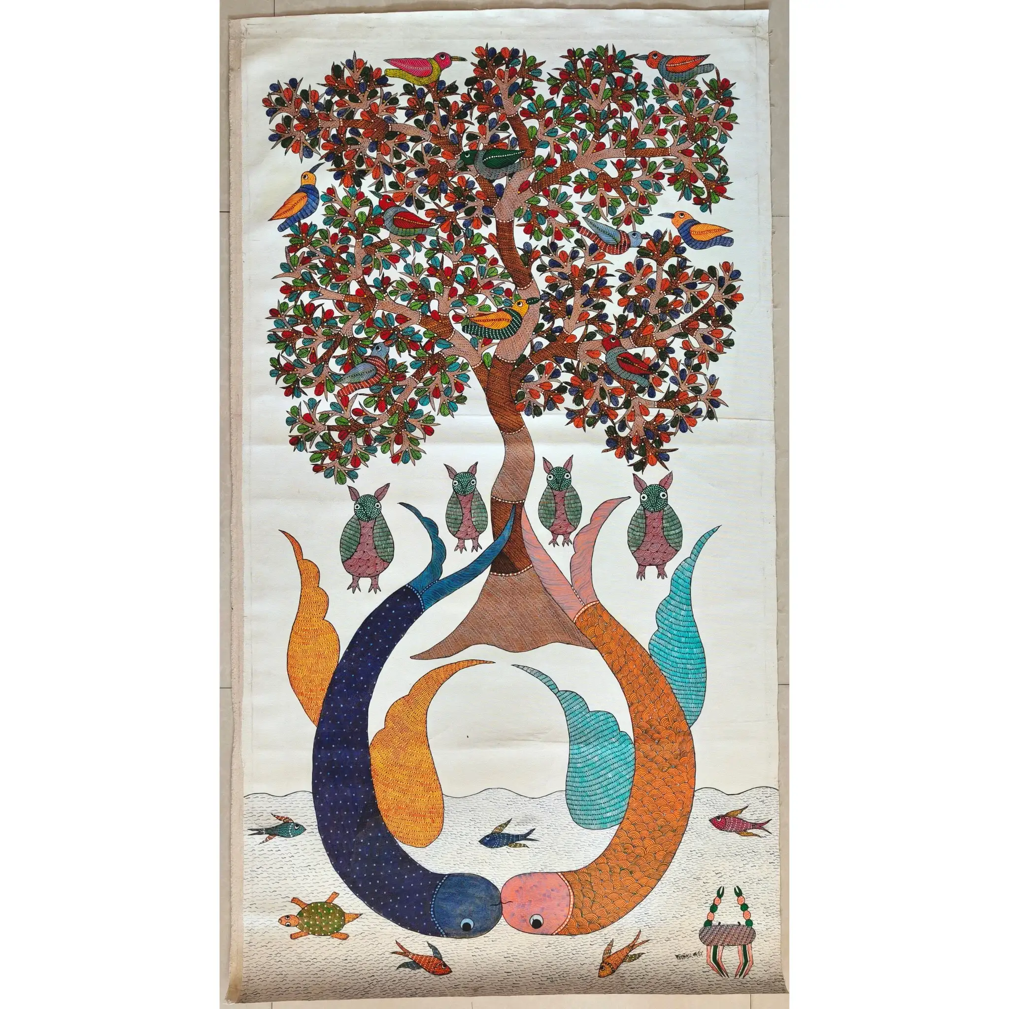Circle of Life - From Roots to Rivers Gond Painting - Image 4