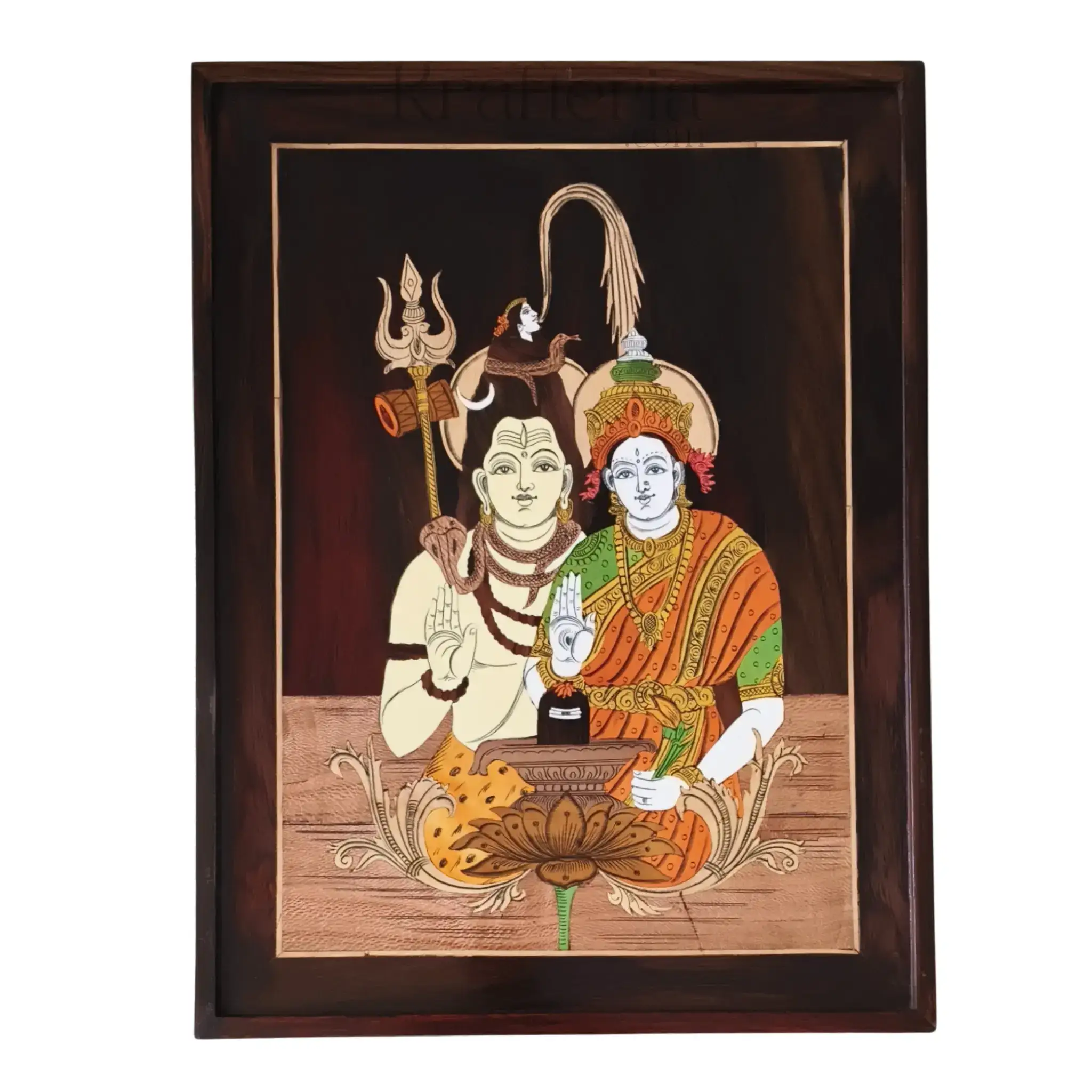 Spiritual Rosewood Artwork – Shiva Parvati Blessing Pose - Image 2