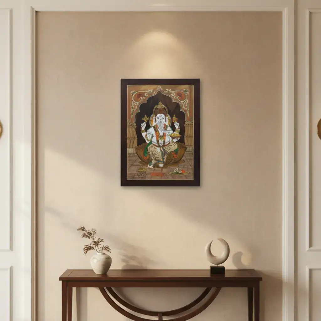 Handcrafted Rosewood Ganesh Photo Frame with Inlay Art