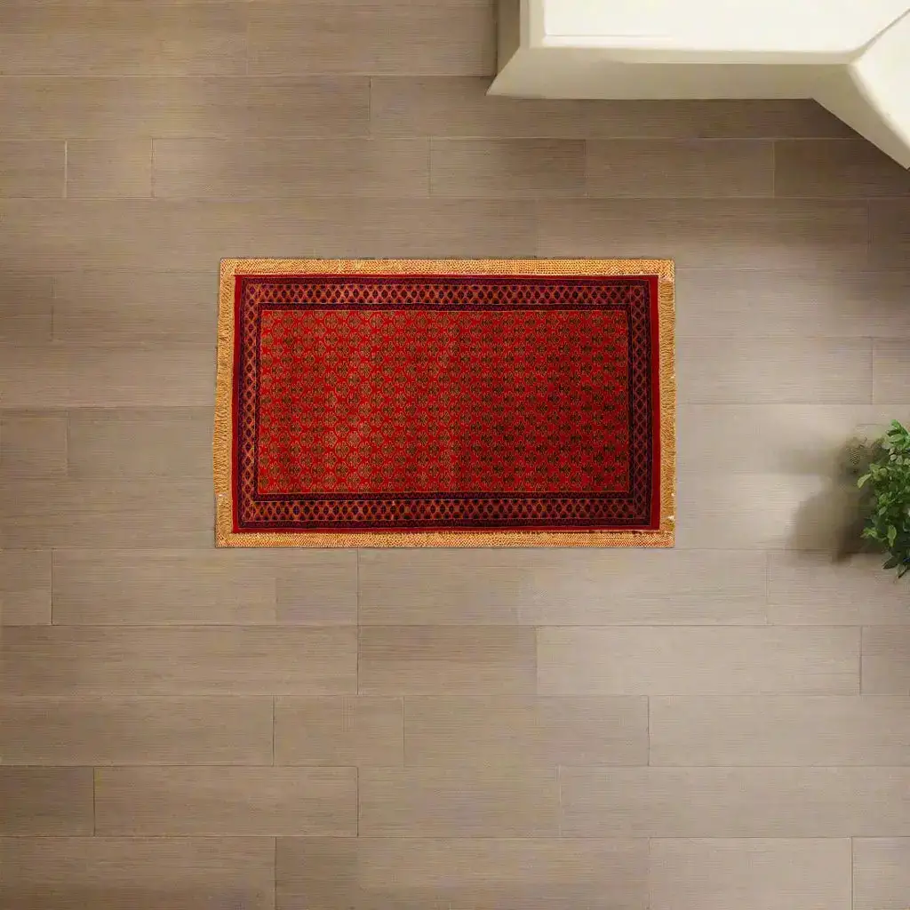 Opulent Threads Crimson and Ruby Wool Carpet - Image 3