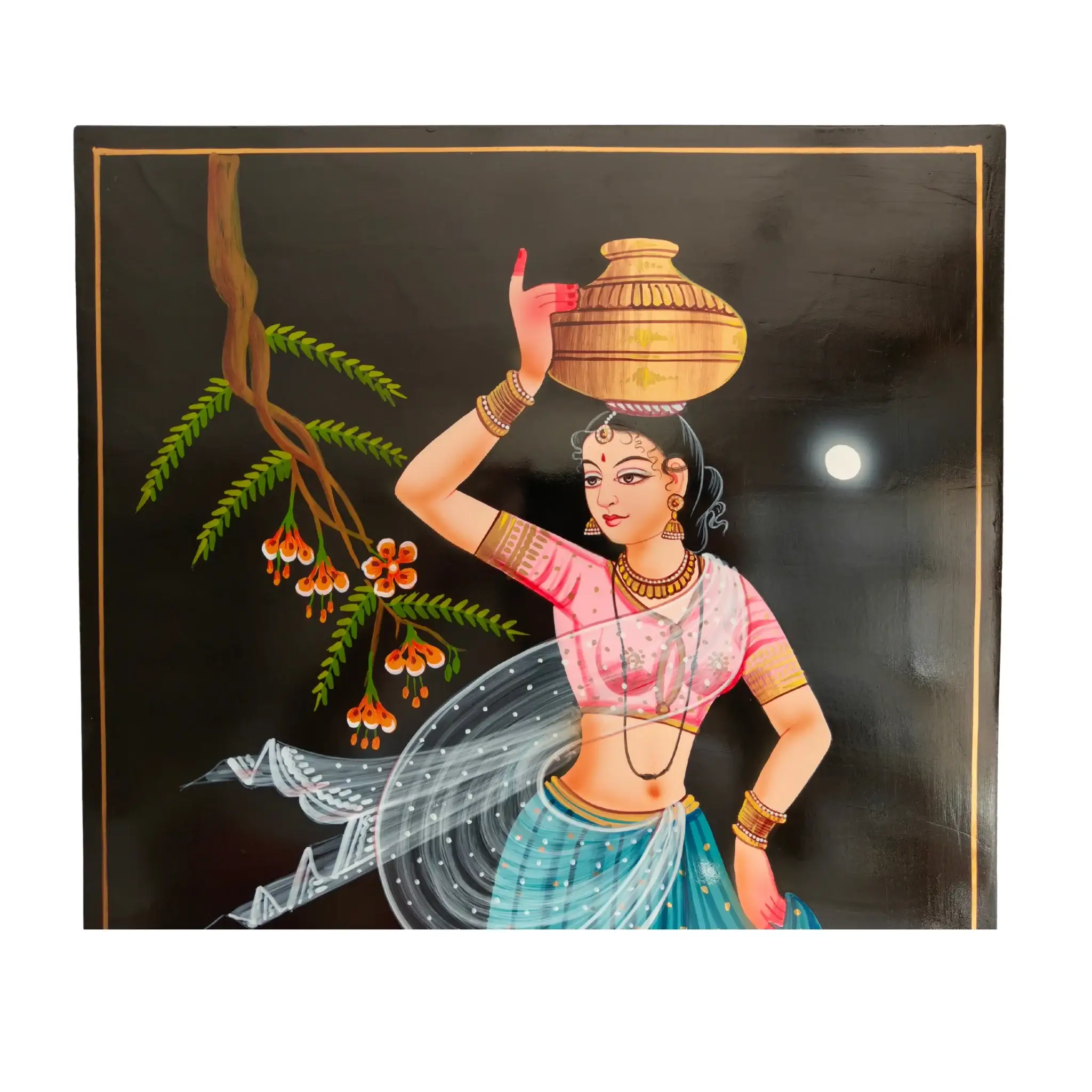 Rural Woman with Water Pot – Nirmal Painting - Image 3