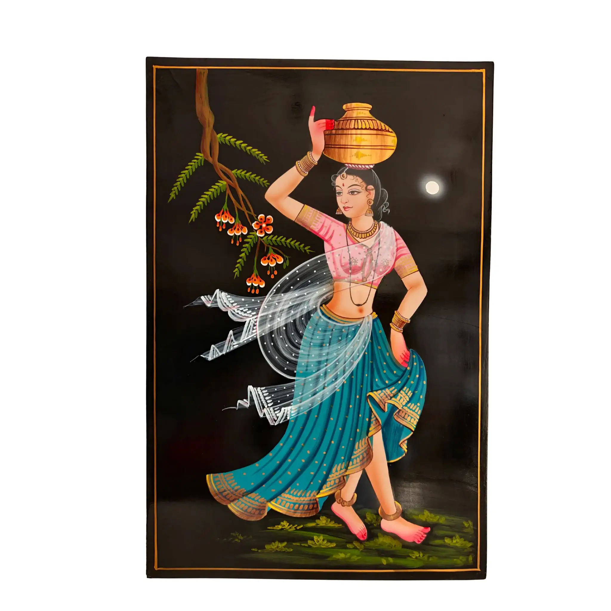 Rural Woman with Water Pot – Nirmal Painting - Image 5