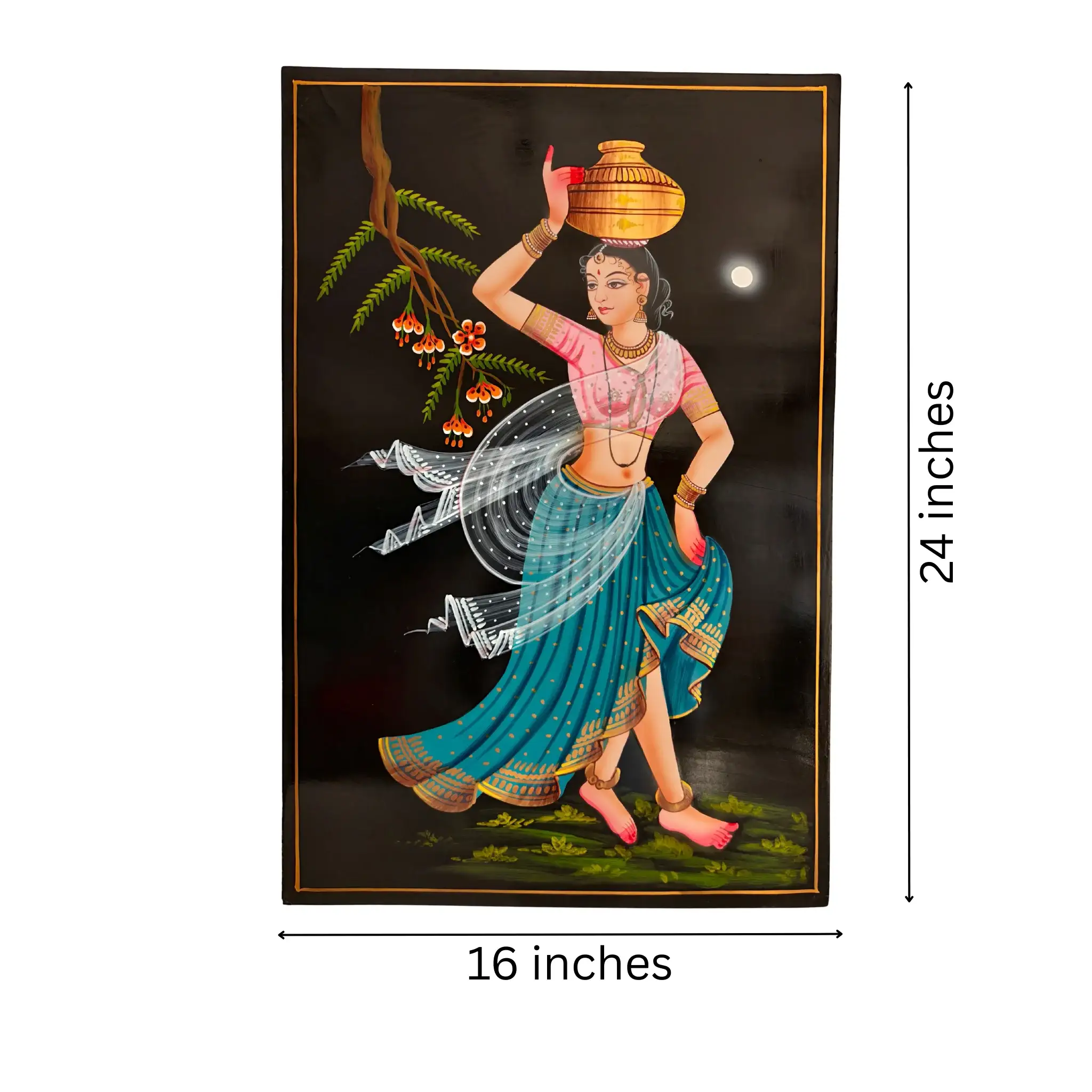Rural Woman with Water Pot – Nirmal Painting - Image 6
