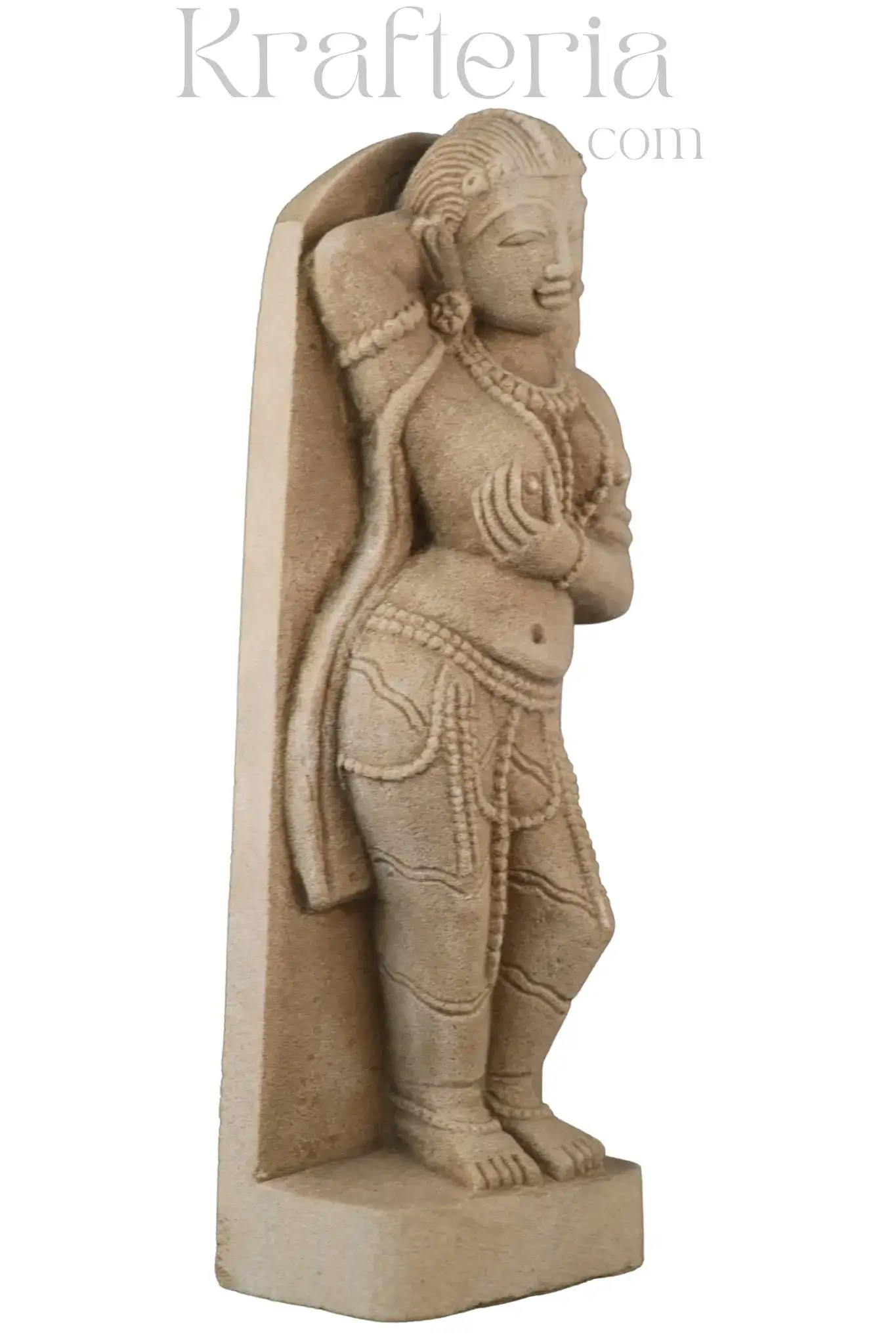 Ancient Elegance - Sandstone Relief of a Celestial Being - Image 2