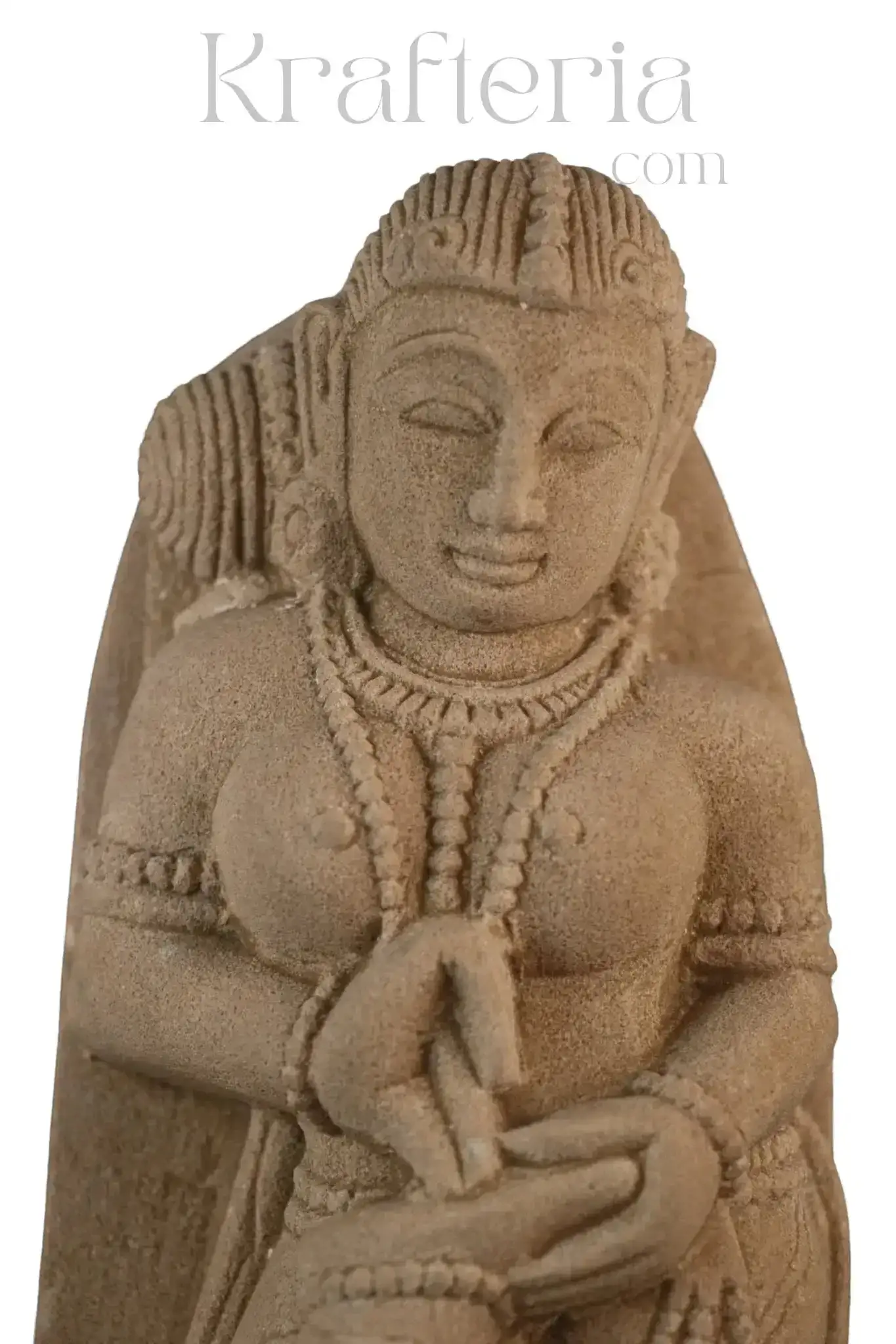 Sandstone Female Figure with Child | Traditional Indian Stone Sculpture - Image 6
