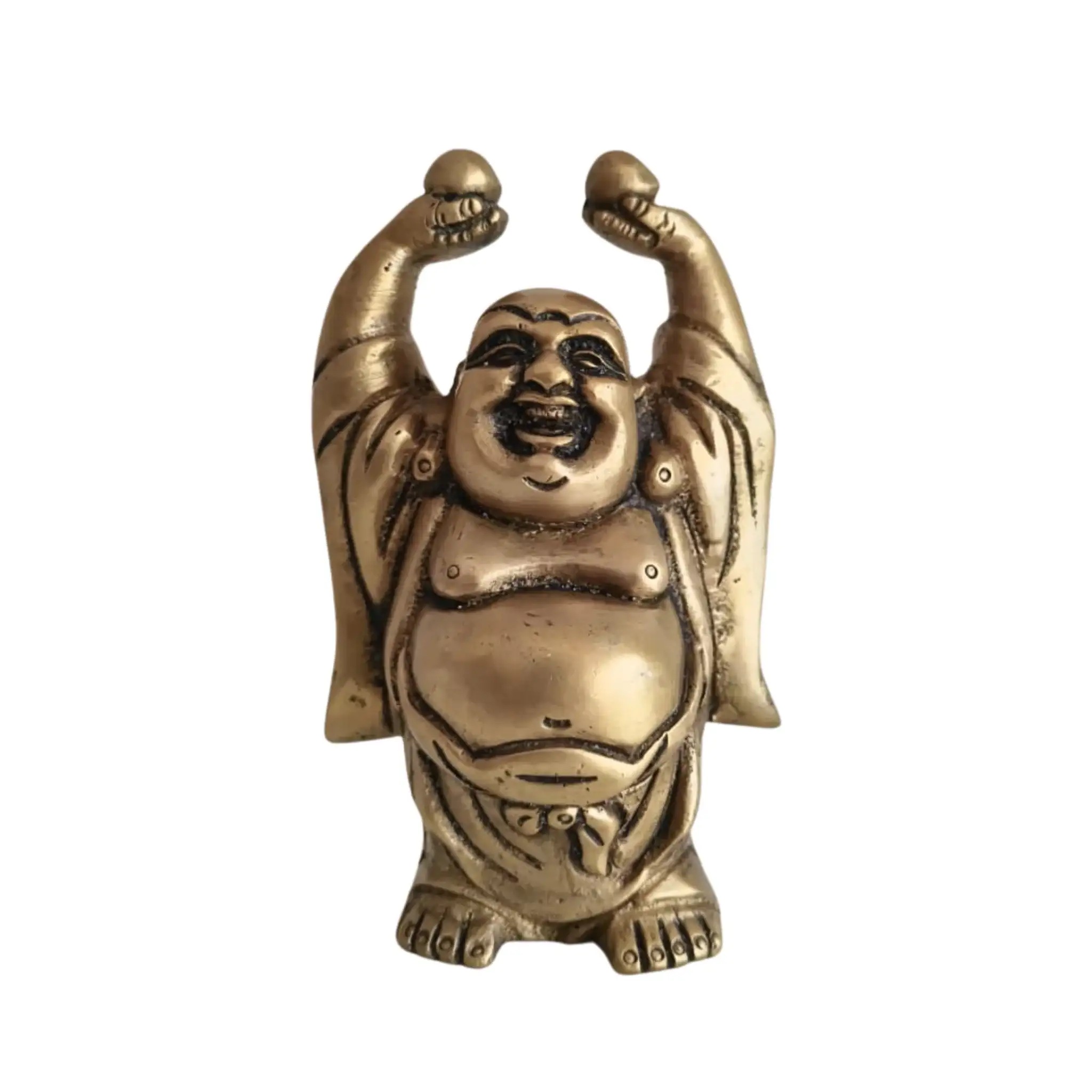 Brass Laughing Buddha Statue - Prosperity and Good Luck Figurines - Image 5