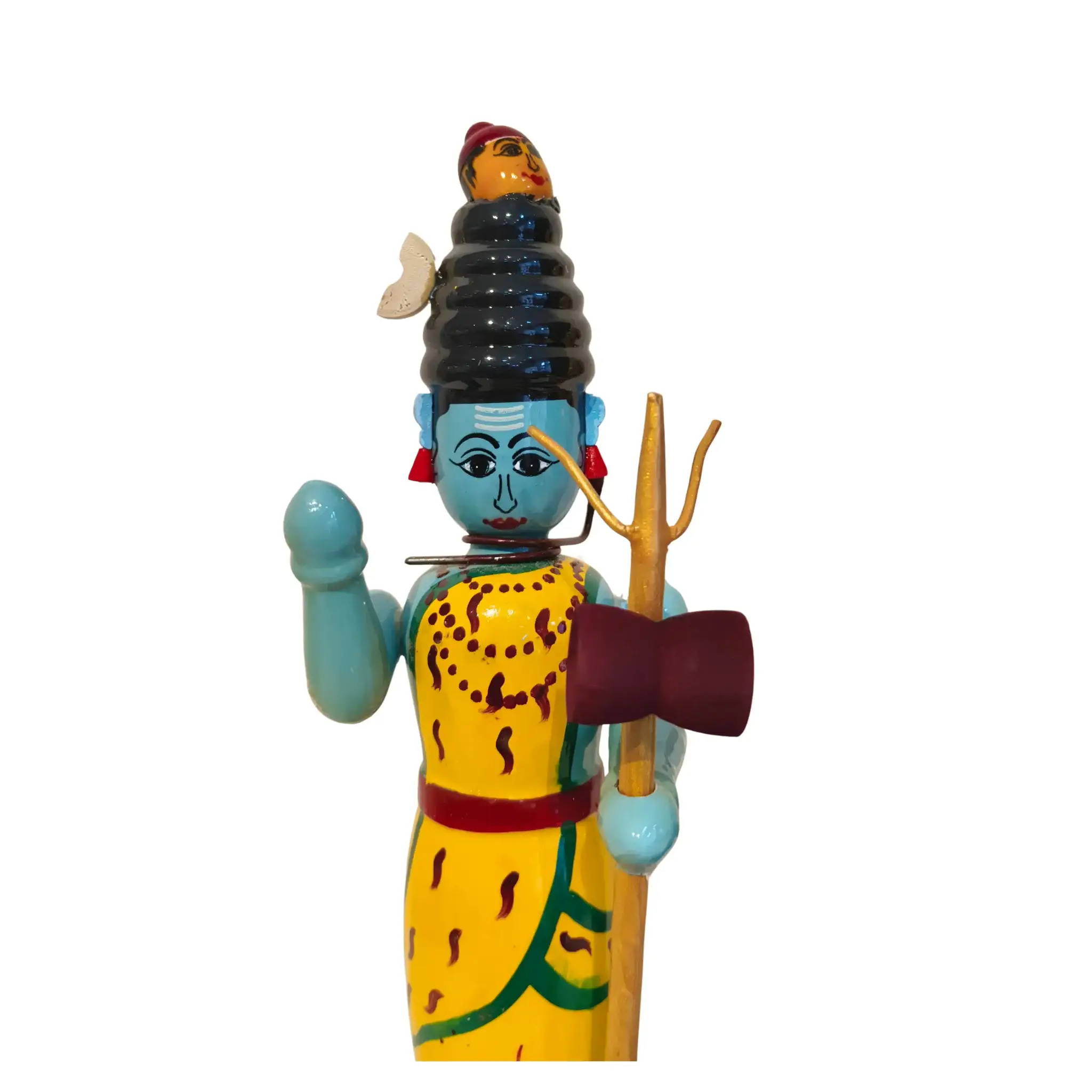 The Divine Couple Shiva-Parvati Handcrafted Wooden Statue - Image 4