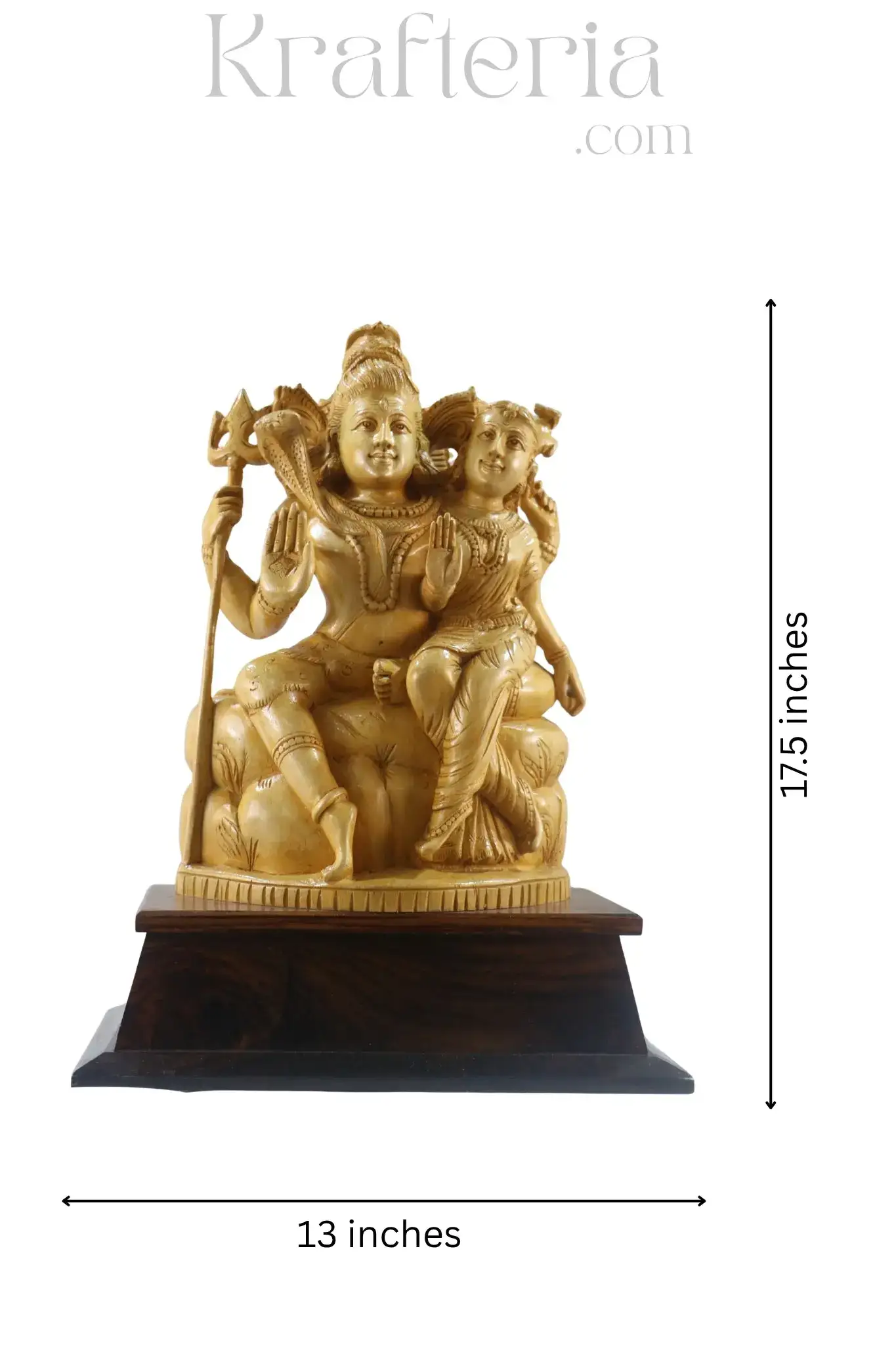 Divine Shiva & Parvati Statue – Traditional Handcarved Wooden Art - Image 5