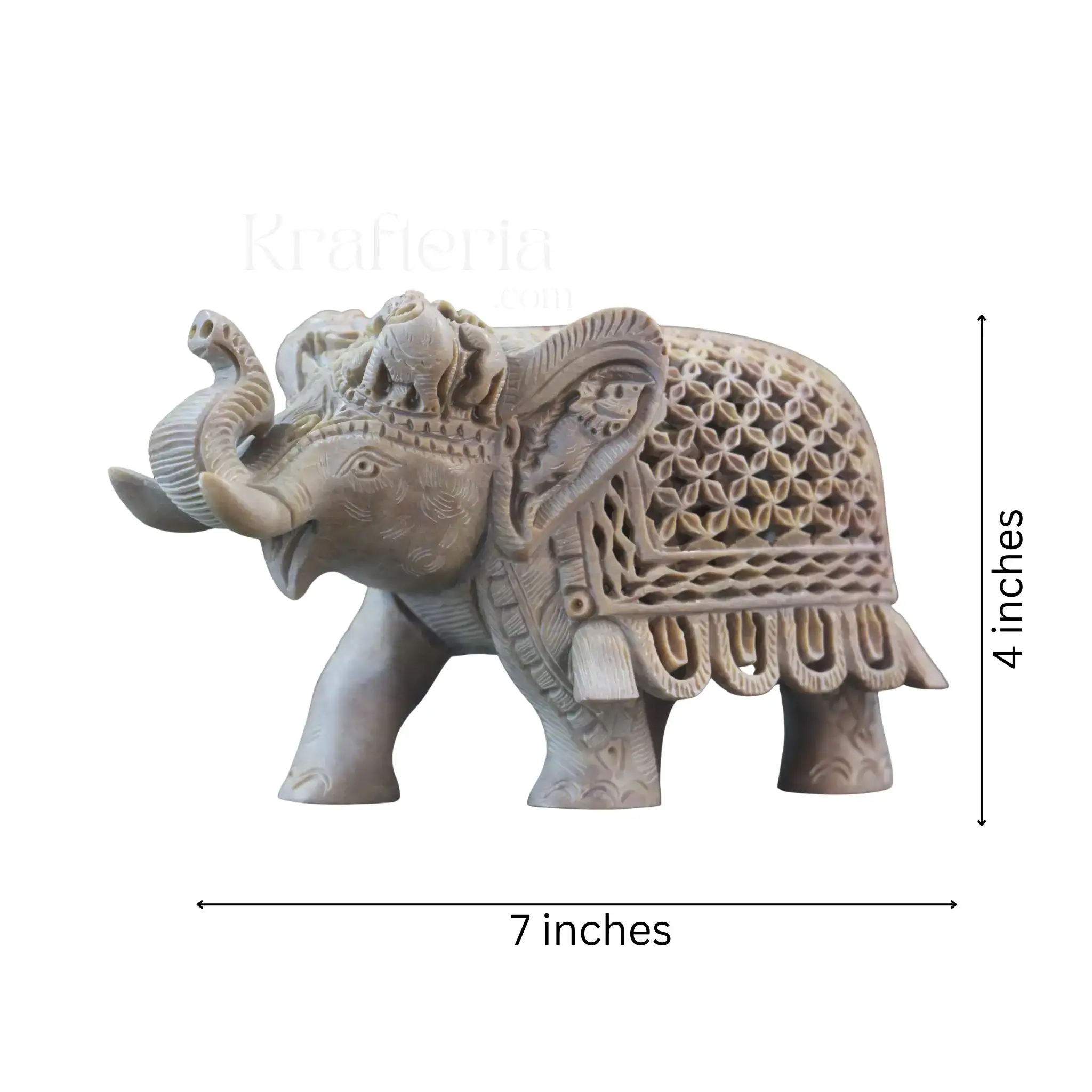 Pair of Elephants Idol Soft Stone – Intricate Jali Carving Handcrafted Artwork - Image 11