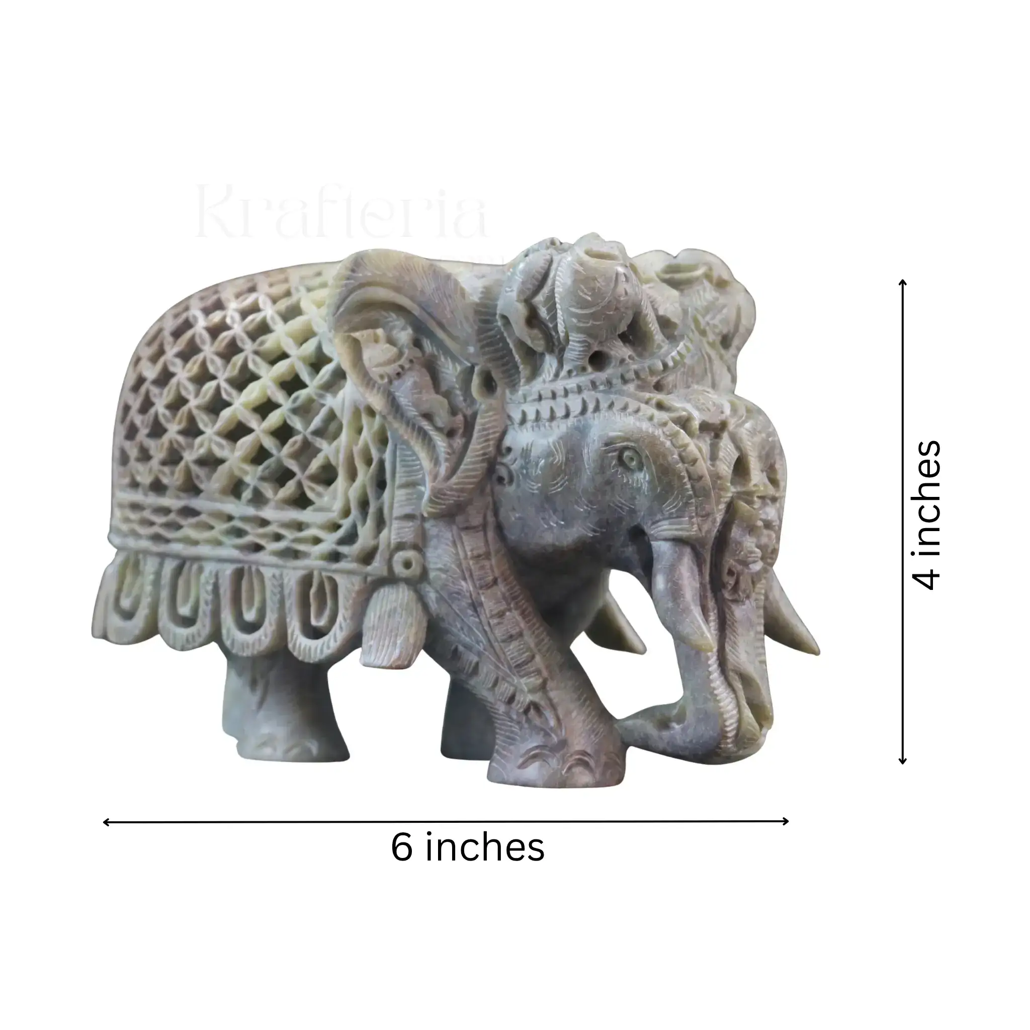 Pair of Elephants Idol Soft Stone – Intricate Jali Carving Handcrafted Artwork - Image 18