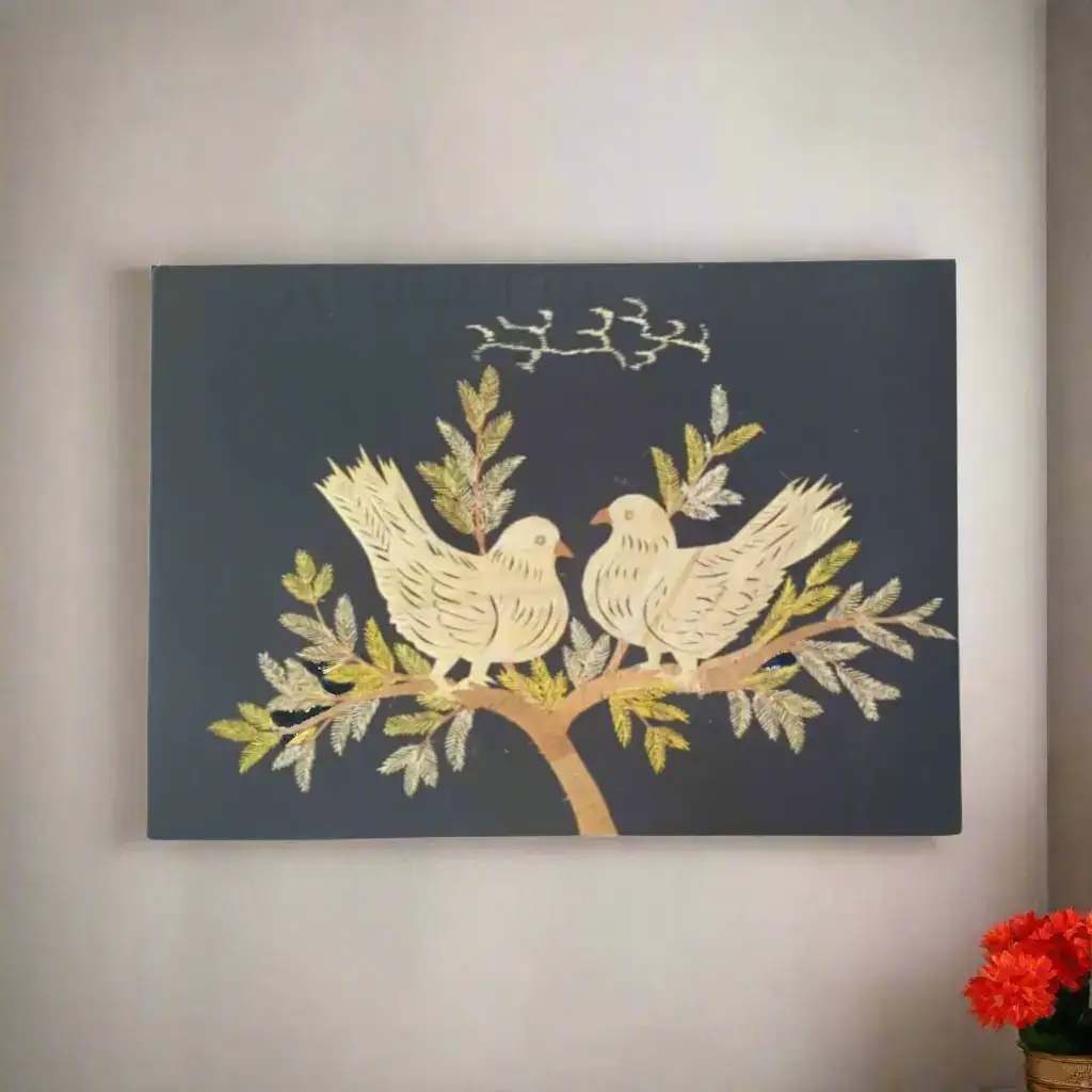 Birds on a Tree Rice Straw art Work Wall Art