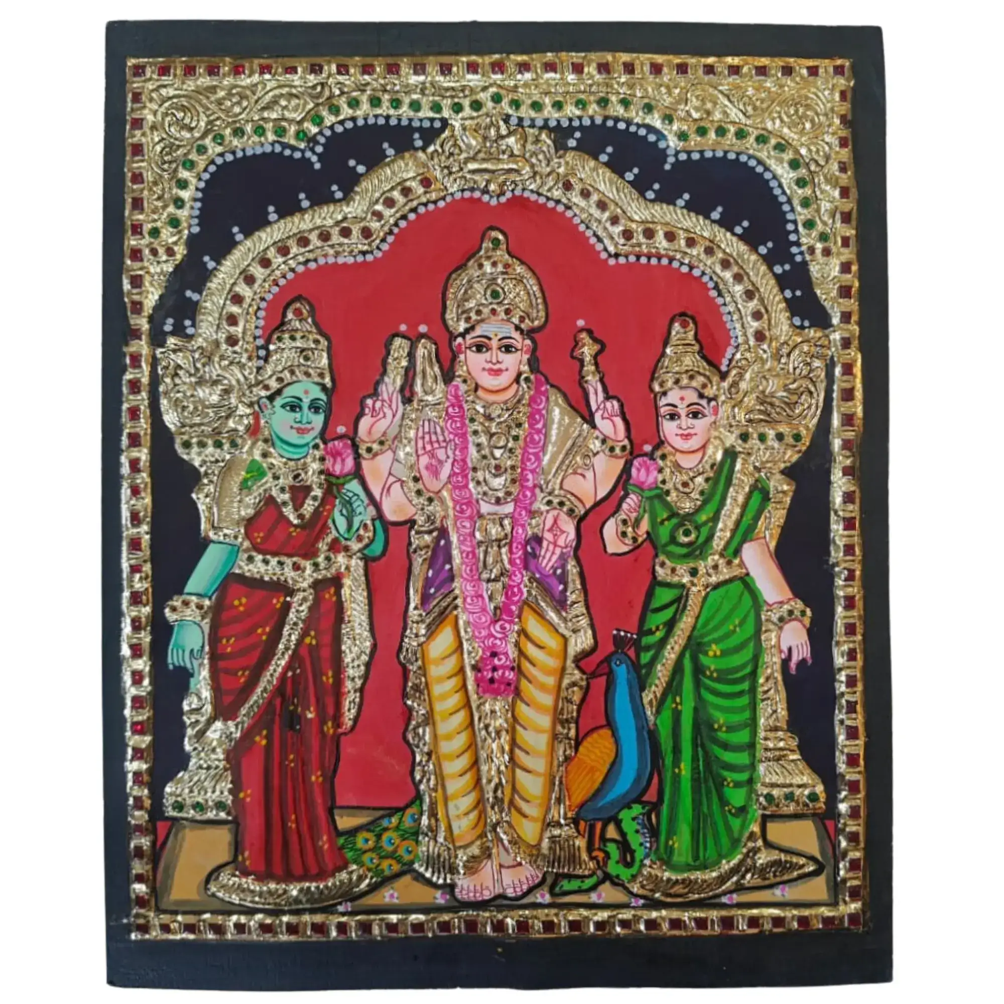 Subramanya Swamy Thanjavur Art – Divine Warrior - Image 2