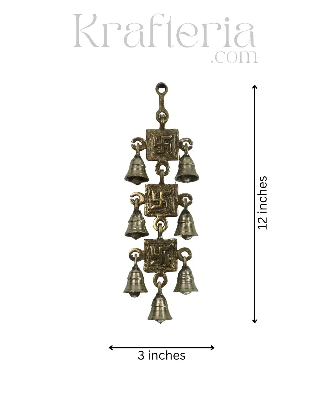 Elegant Brass Swastik Bell Wall Art with Spiritual Significance - Image 4