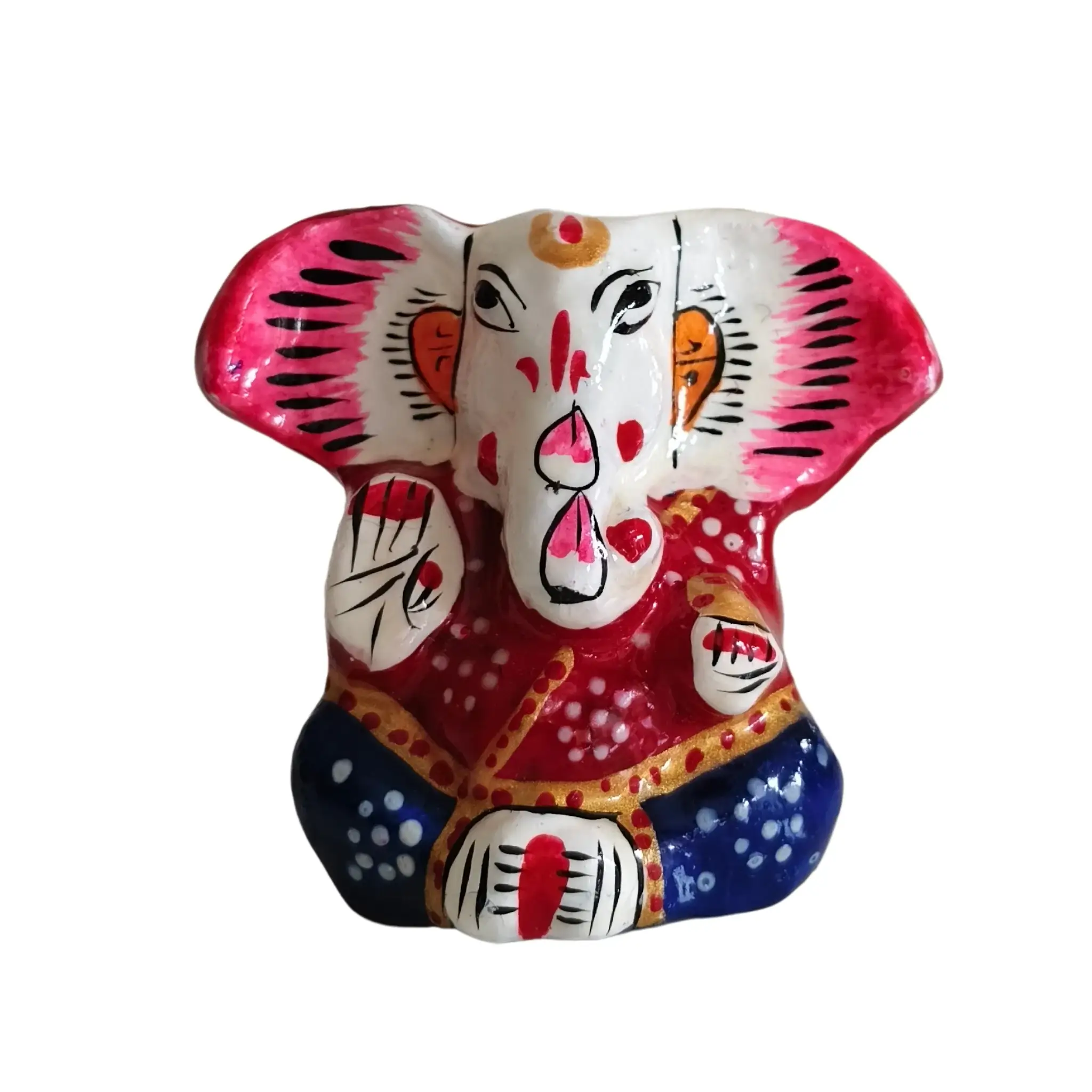 Handcrafted Terracotta Ganesha Figurine - Colorful Indian Folk Art Decor - Image 4