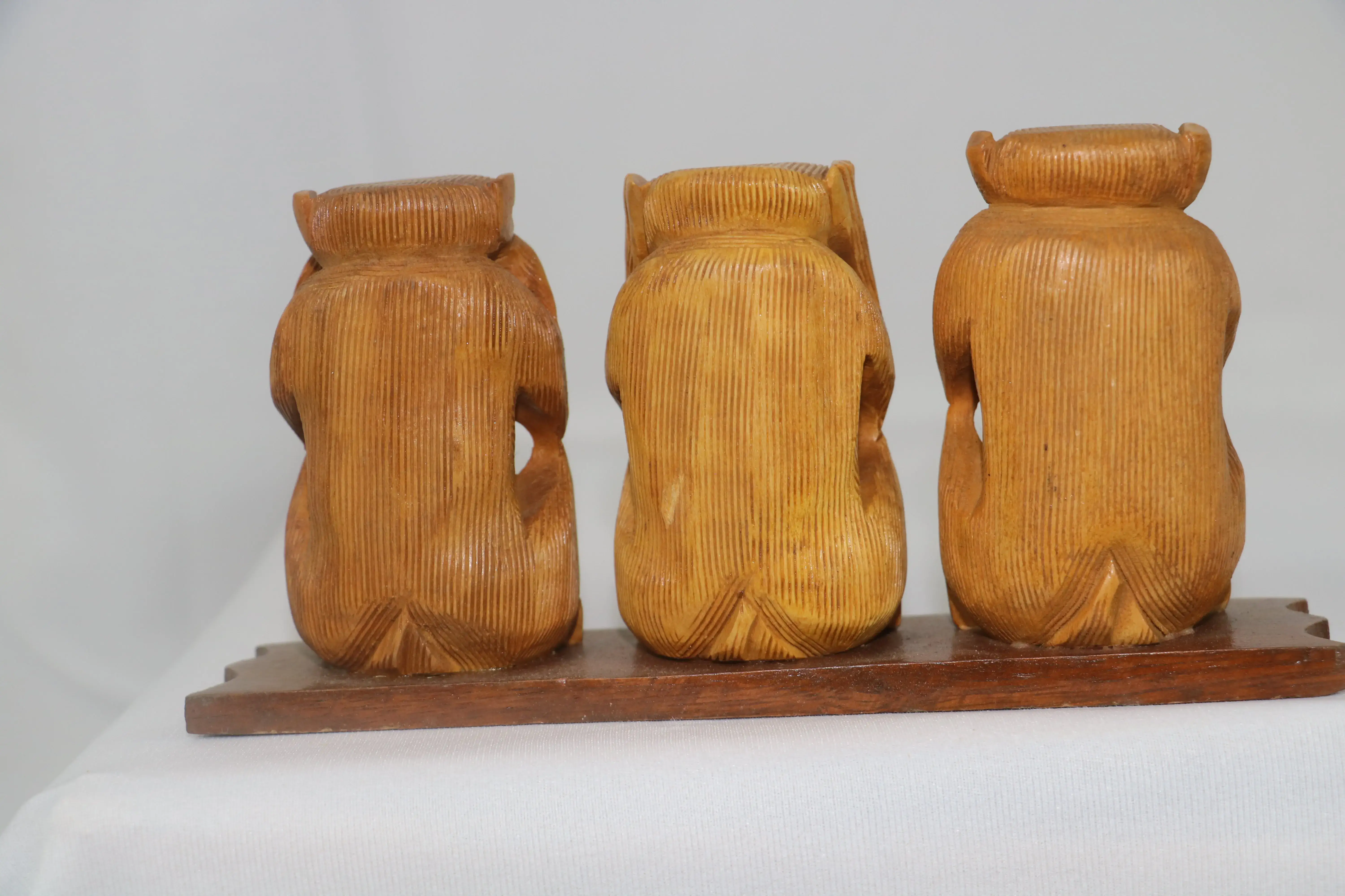 Hand-Carved Three Wise Monkeys Sculpture | Traditional Wooden Art - Image 4