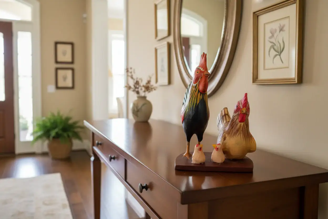 Nirmal Wooden Rooster Family Toy - Image 2