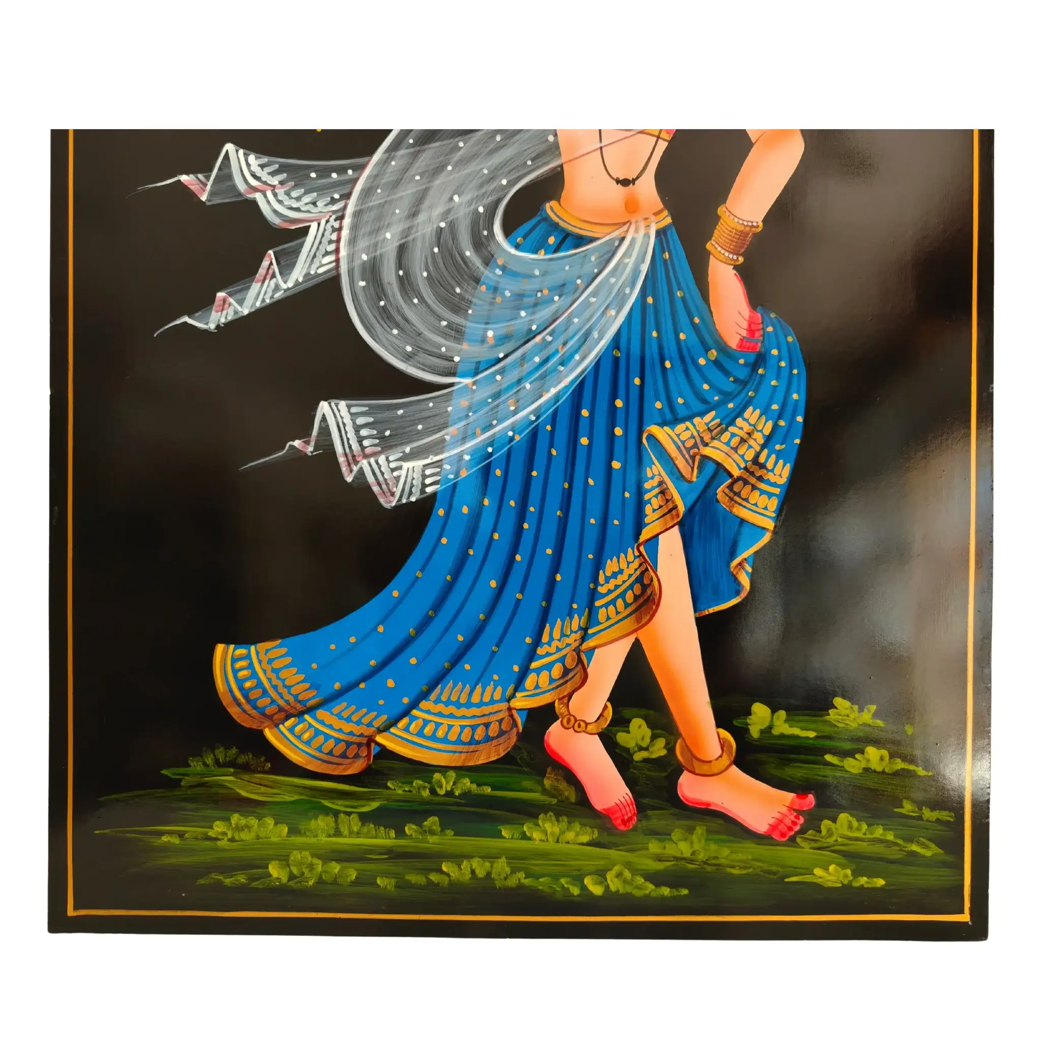 Village Belle with Water Pot - Nirmal Painting - Image 4
