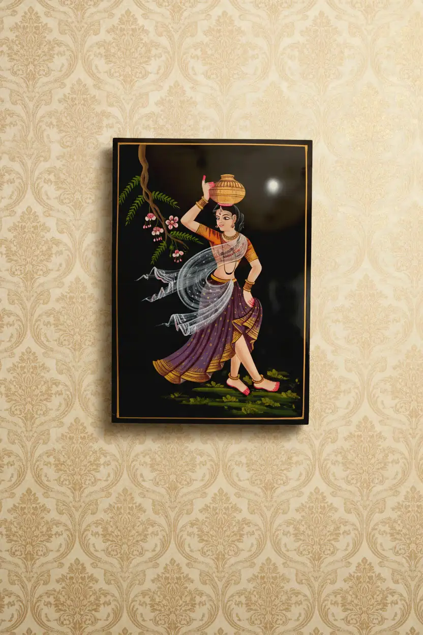The Village Lady with Water Pot - Nirmal Painting