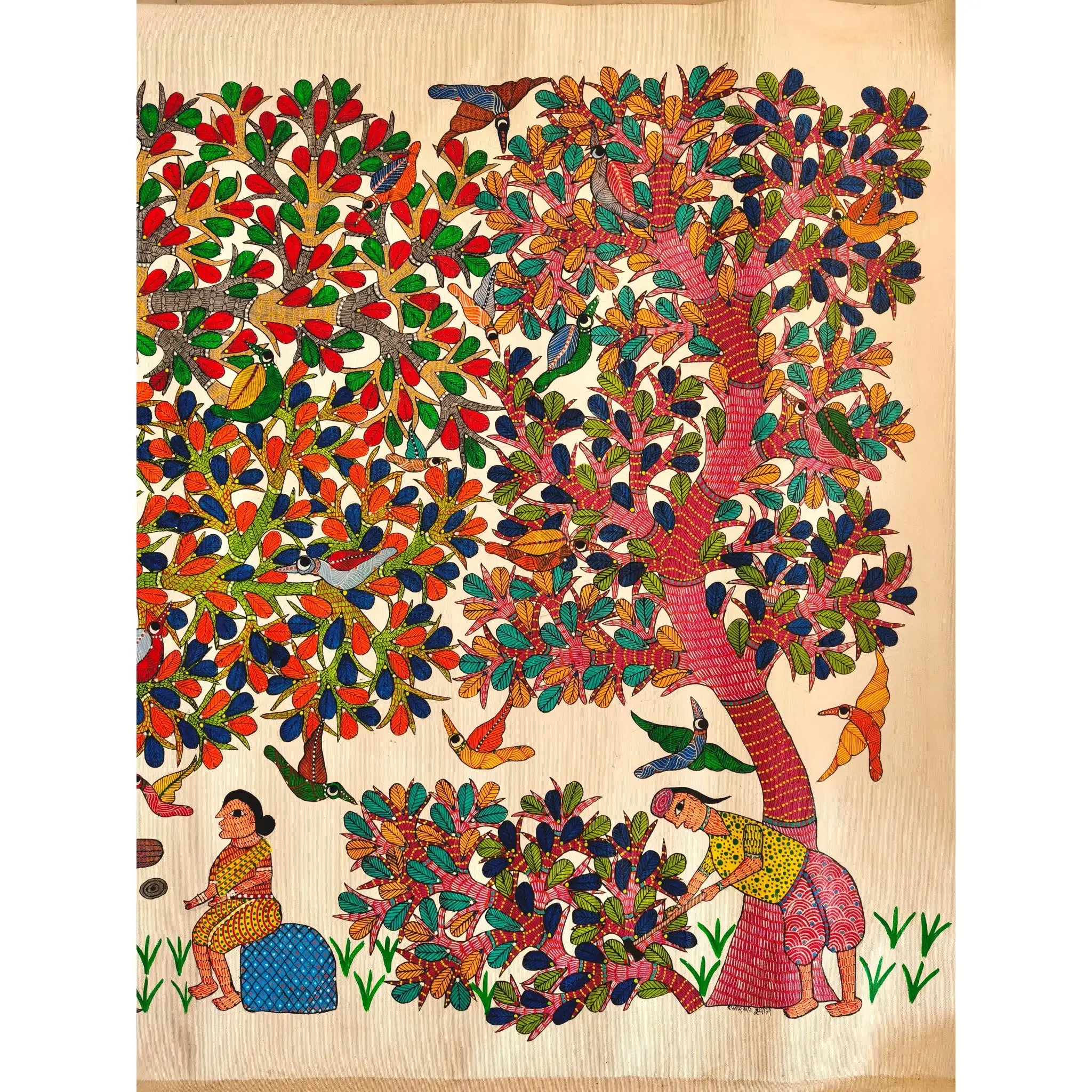 Nature’s Shelter - A Village Story Gond Painting - Image 4