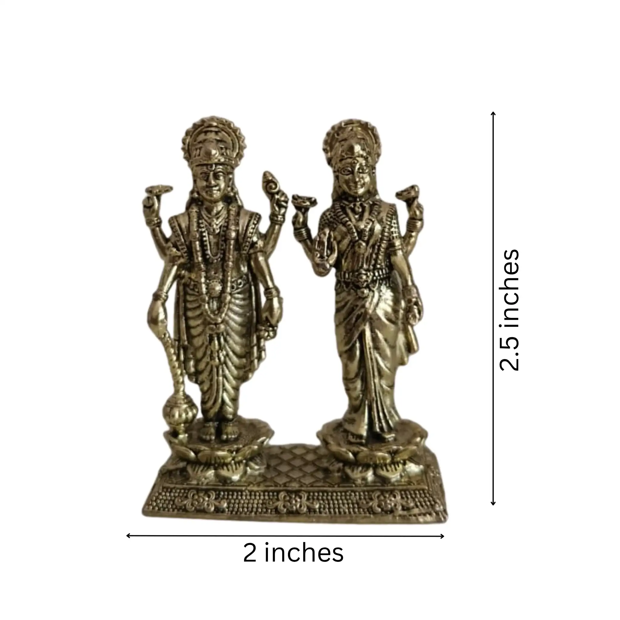 Brass Vishnu and Lakshmi Standing Idol on Lotus Base – Divine Couple for Prosperity - Image 5