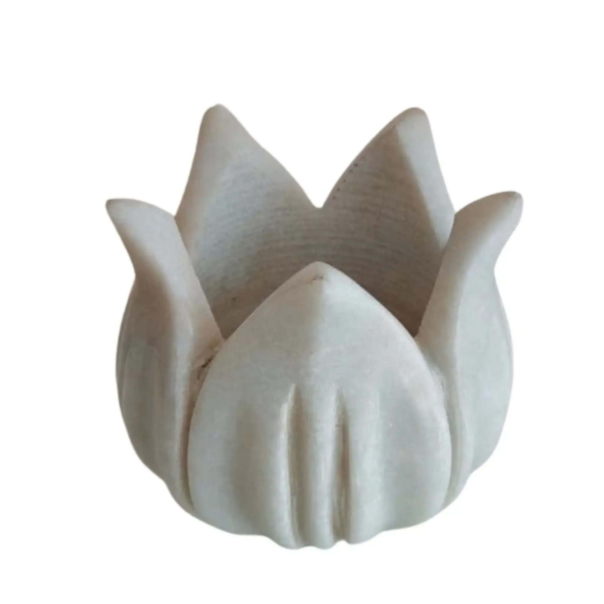 Handcrafted White Marble Lotus Tealight Holder for Home Décor & Pooja - Image 2