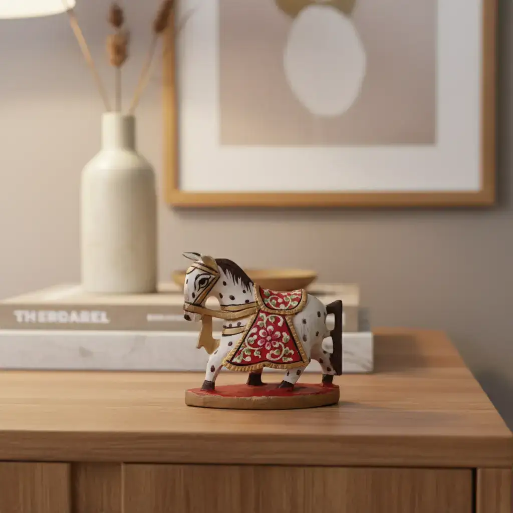 Colorful Hand-Painted Horse with Base | Traditional Art Decor - Image 10