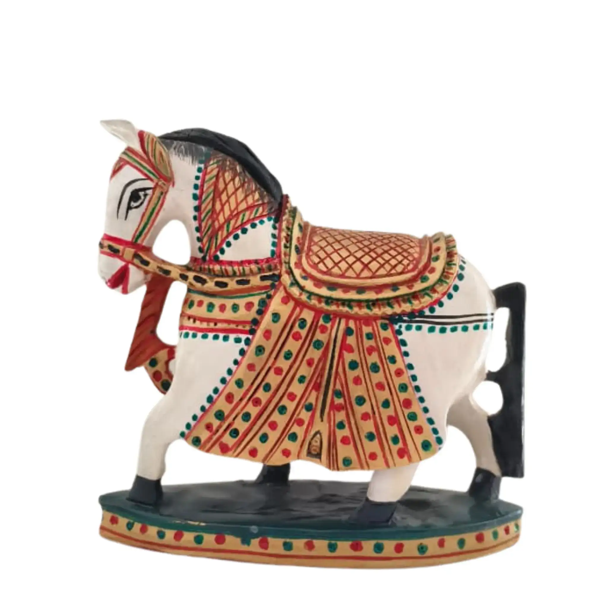 Colorful Hand-Painted Horse with Base | Traditional Art Decor - Image 3