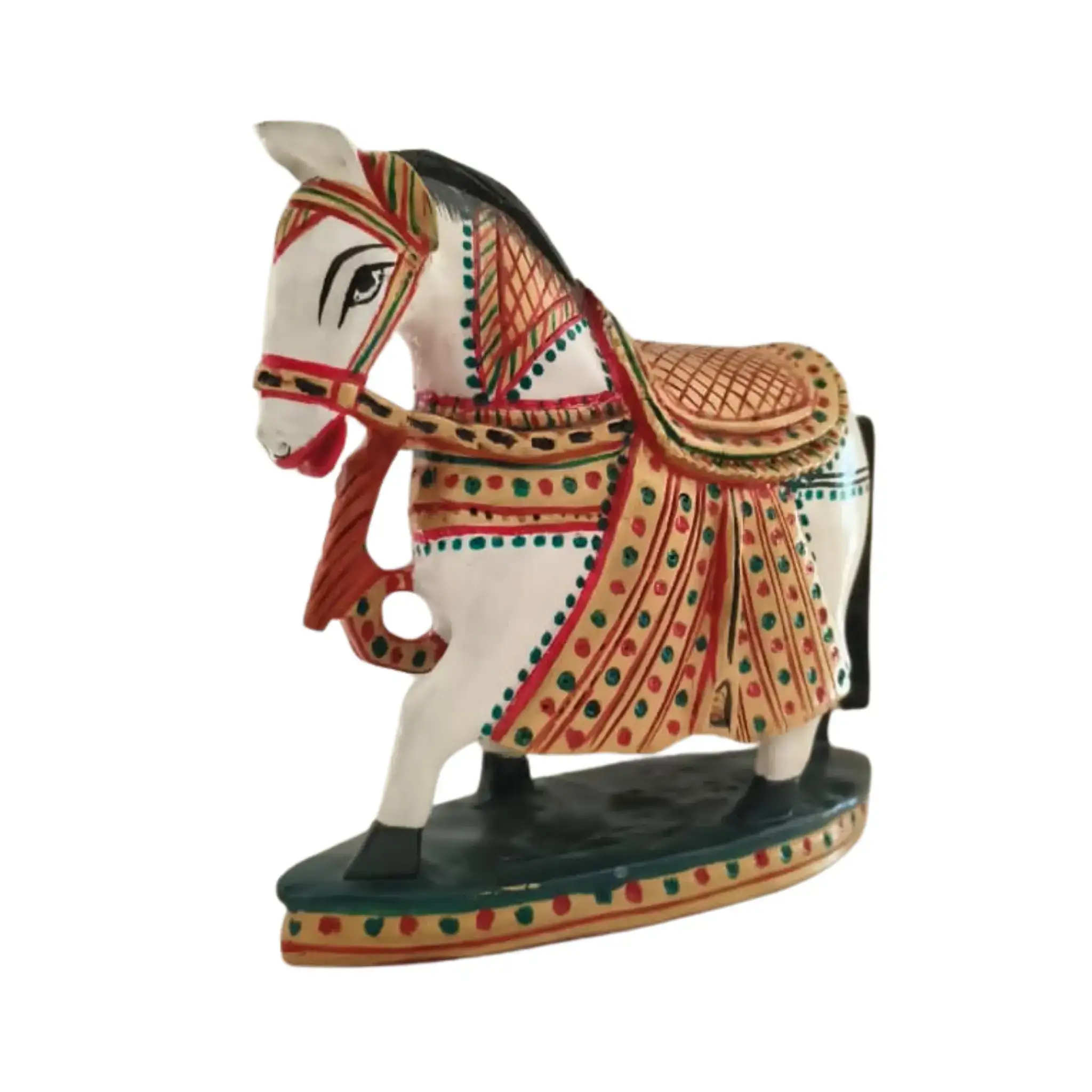 Colorful Hand-Painted Horse with Base | Traditional Art Decor - Image 4