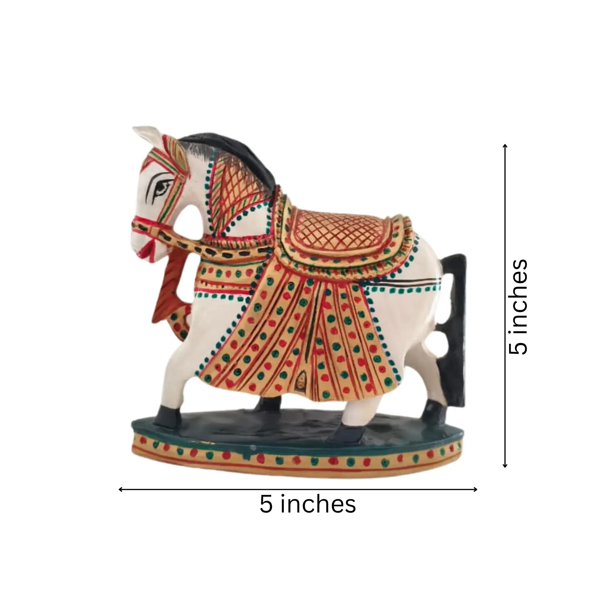 Colorful Hand-Painted Horse with Base | Traditional Art Decor - Image 9