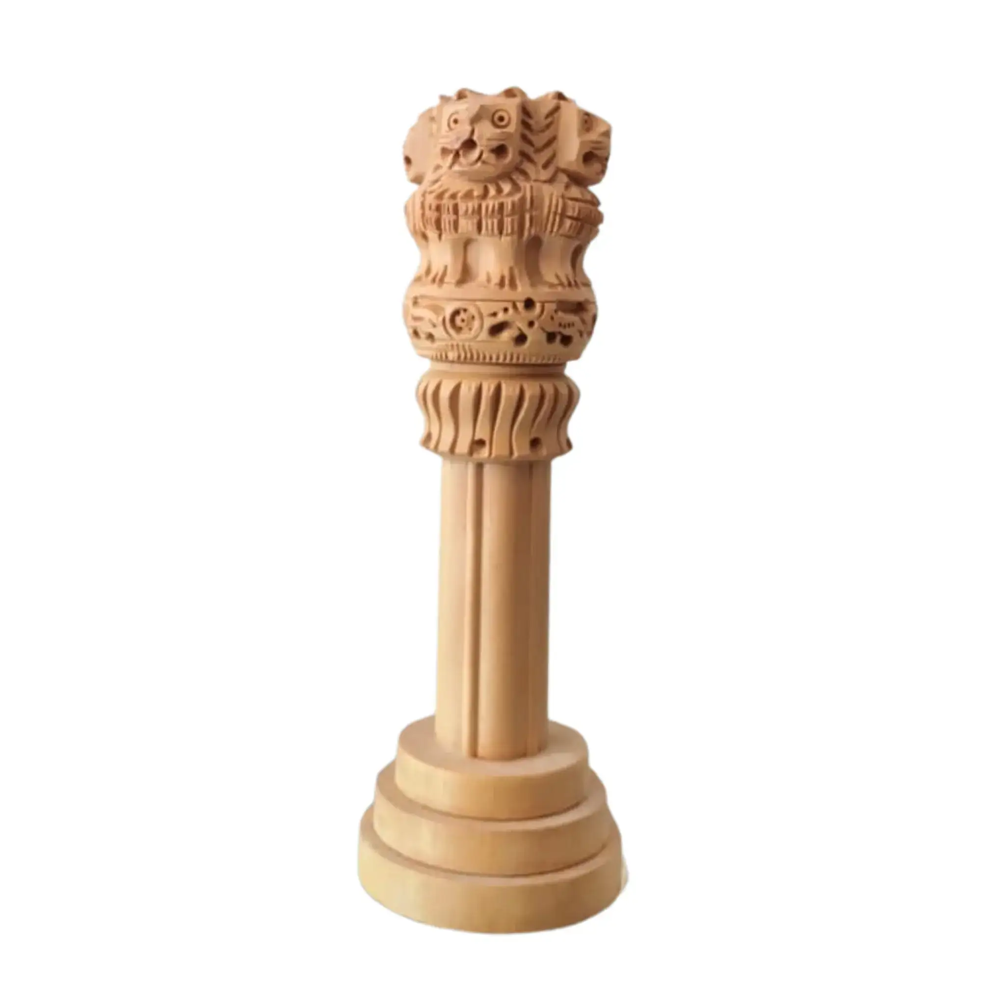 Handmade Wooden Ashoka Pillar – National Emblem Decorative Piece - Image 9