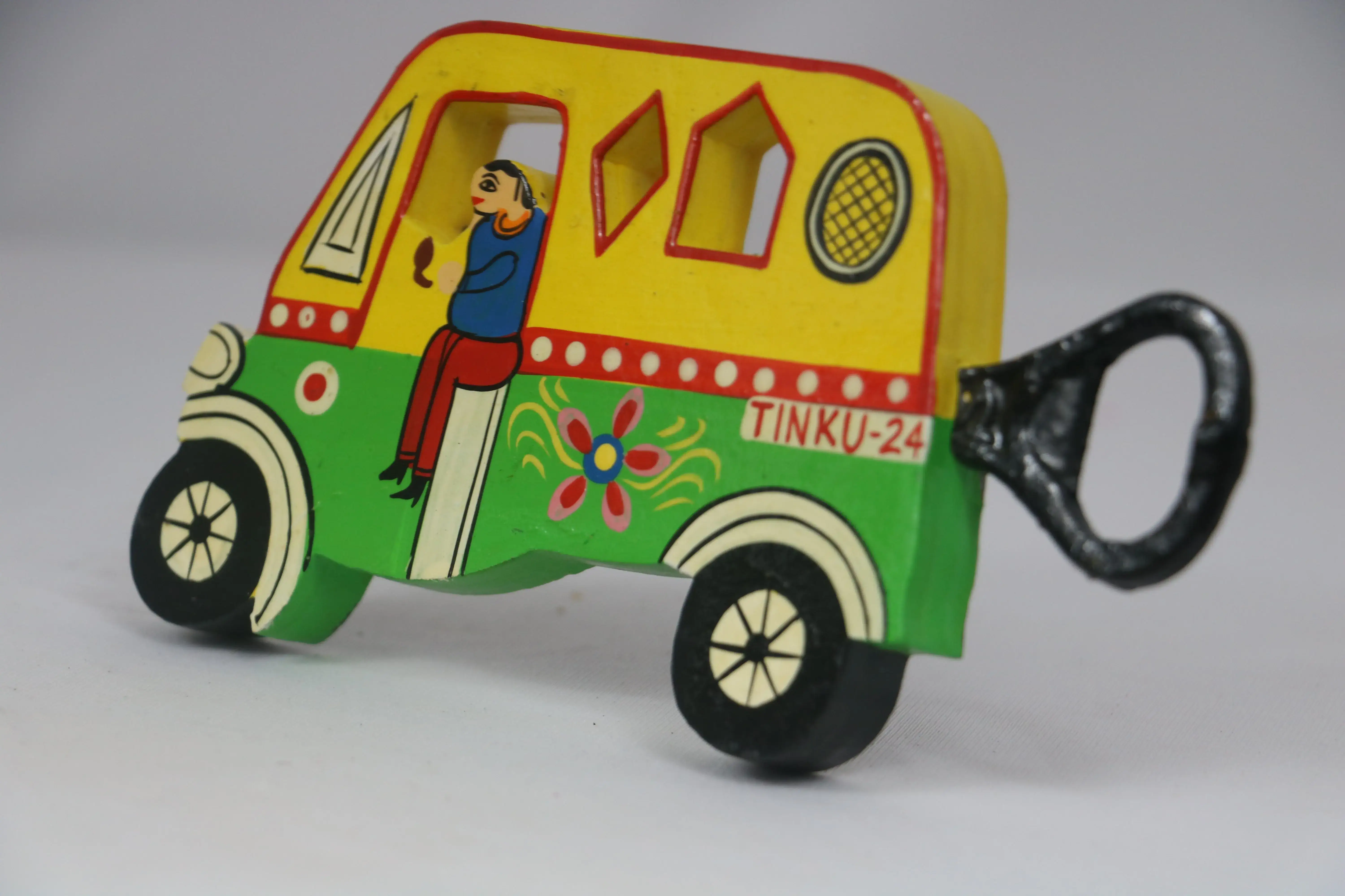 Wooden Auto Opener – Artisan-Made Rickshaw Design Bottle Opener - Image 4