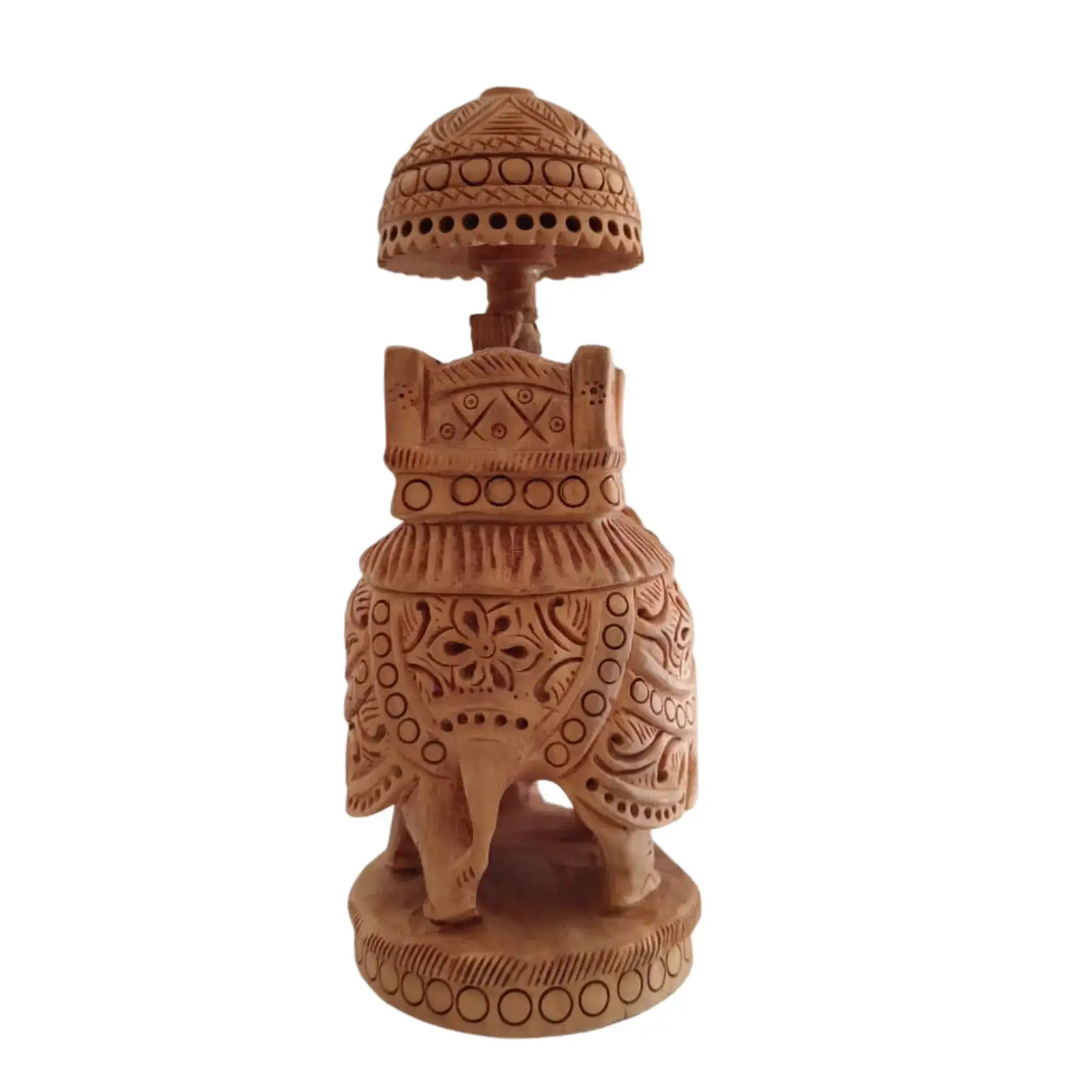 Wooden Carved Ambari Elephant With Umbrella - Image 7