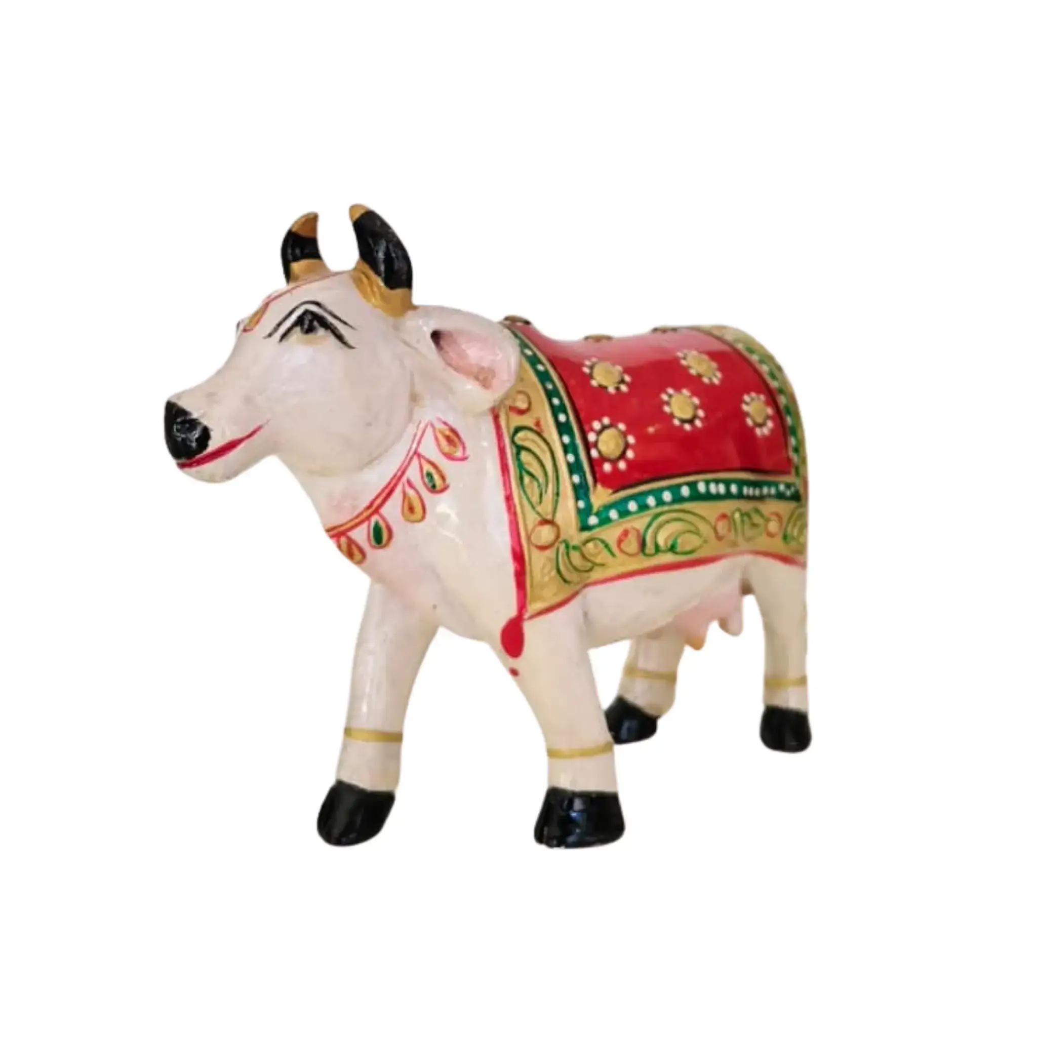 Hand-Painted Wooden Cow – Colorful Decorative Figurine - Image 4