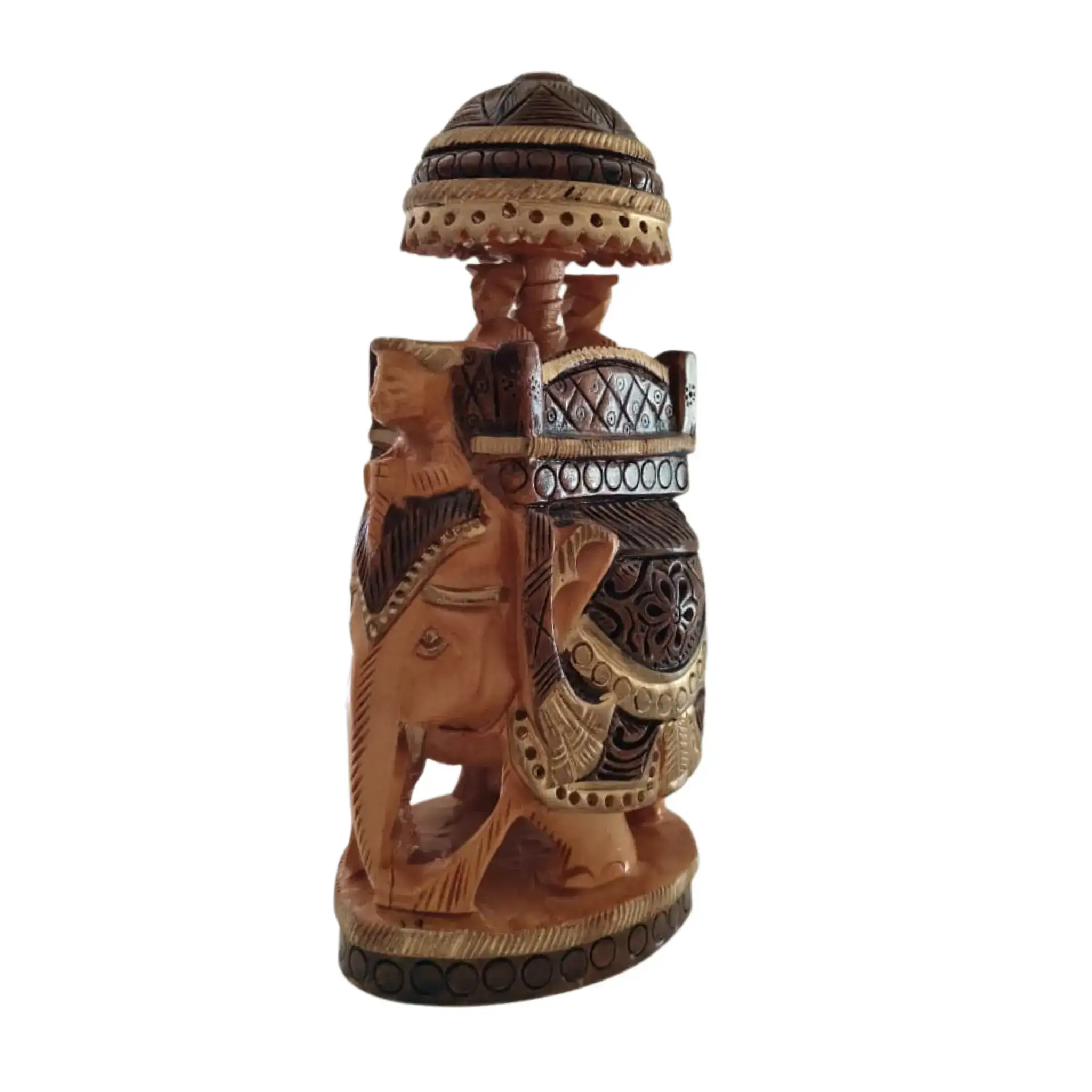 Traditional Wooden Hand-Made Painted Elephant Ambari | Perfect for Home & Gift - Image 3