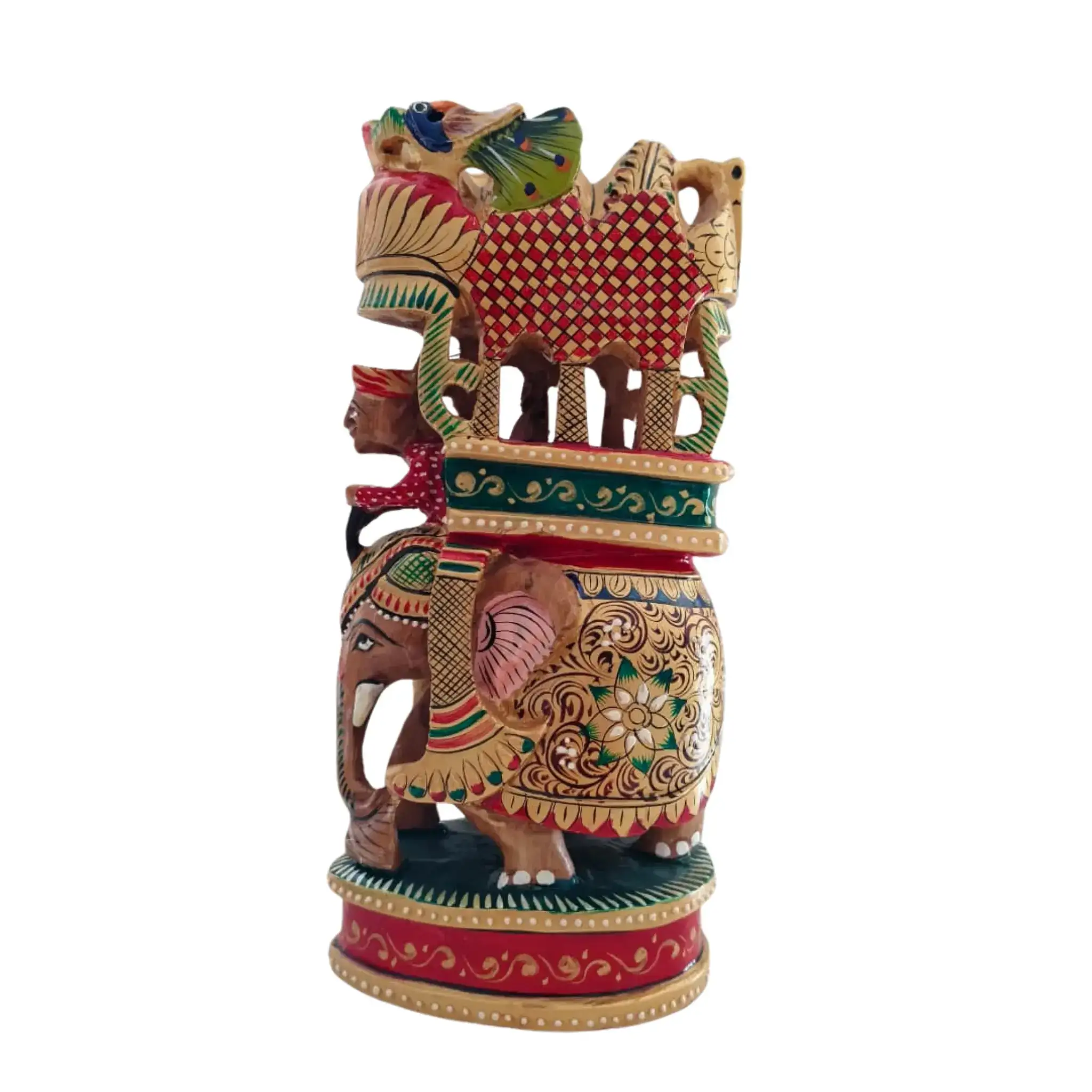 Handcrafted Wooden Elephant Ambari Pallaki | Colorful Hand-Painted Art - Image 3