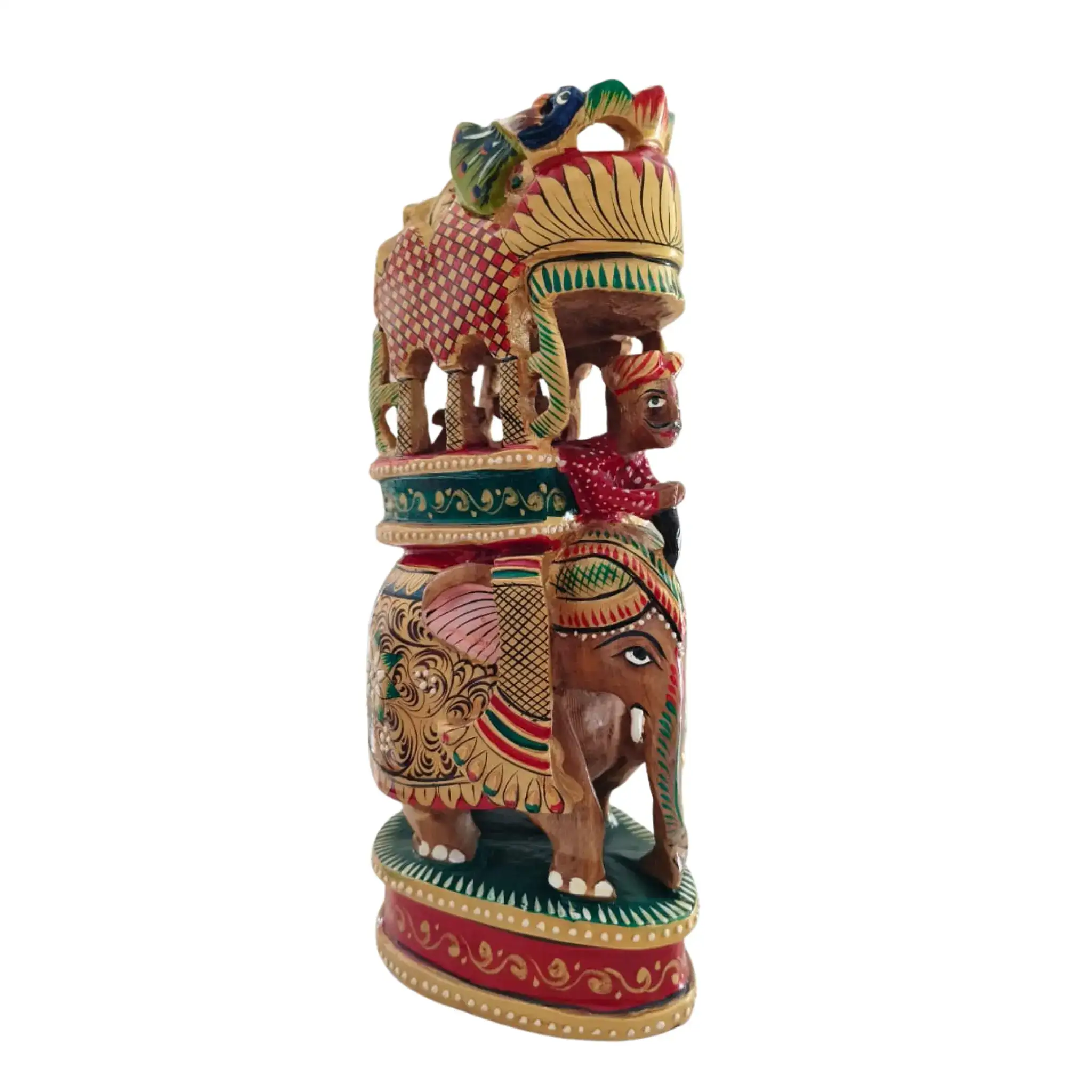 Handcrafted Wooden Elephant Ambari Pallaki | Colorful Hand-Painted Art - Image 4