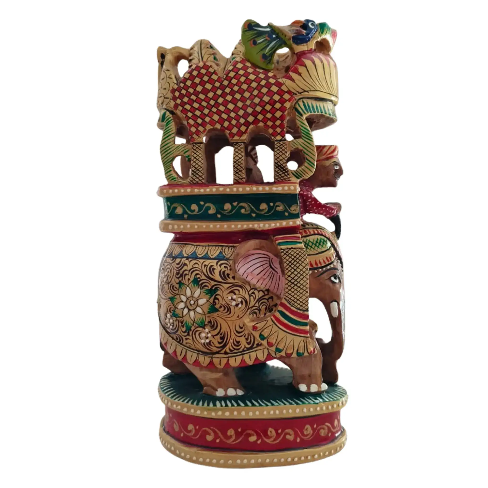 Handcrafted Wooden Elephant Ambari Pallaki | Colorful Hand-Painted Art - Image 8