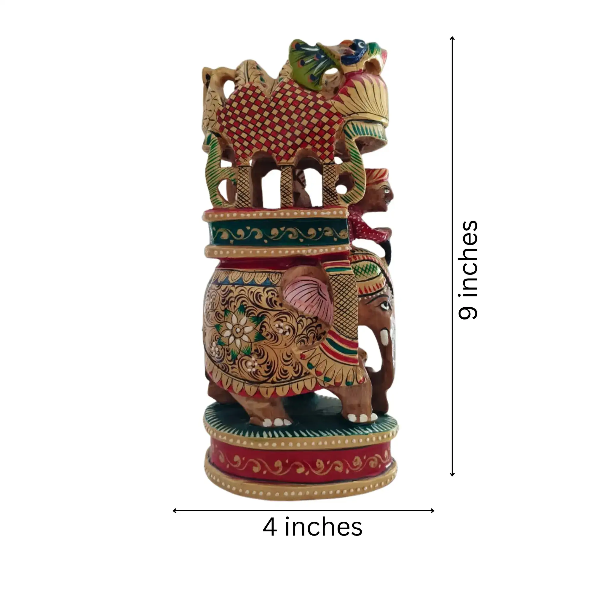 Handcrafted Wooden Elephant Ambari Pallaki | Colorful Hand-Painted Art - Image 9