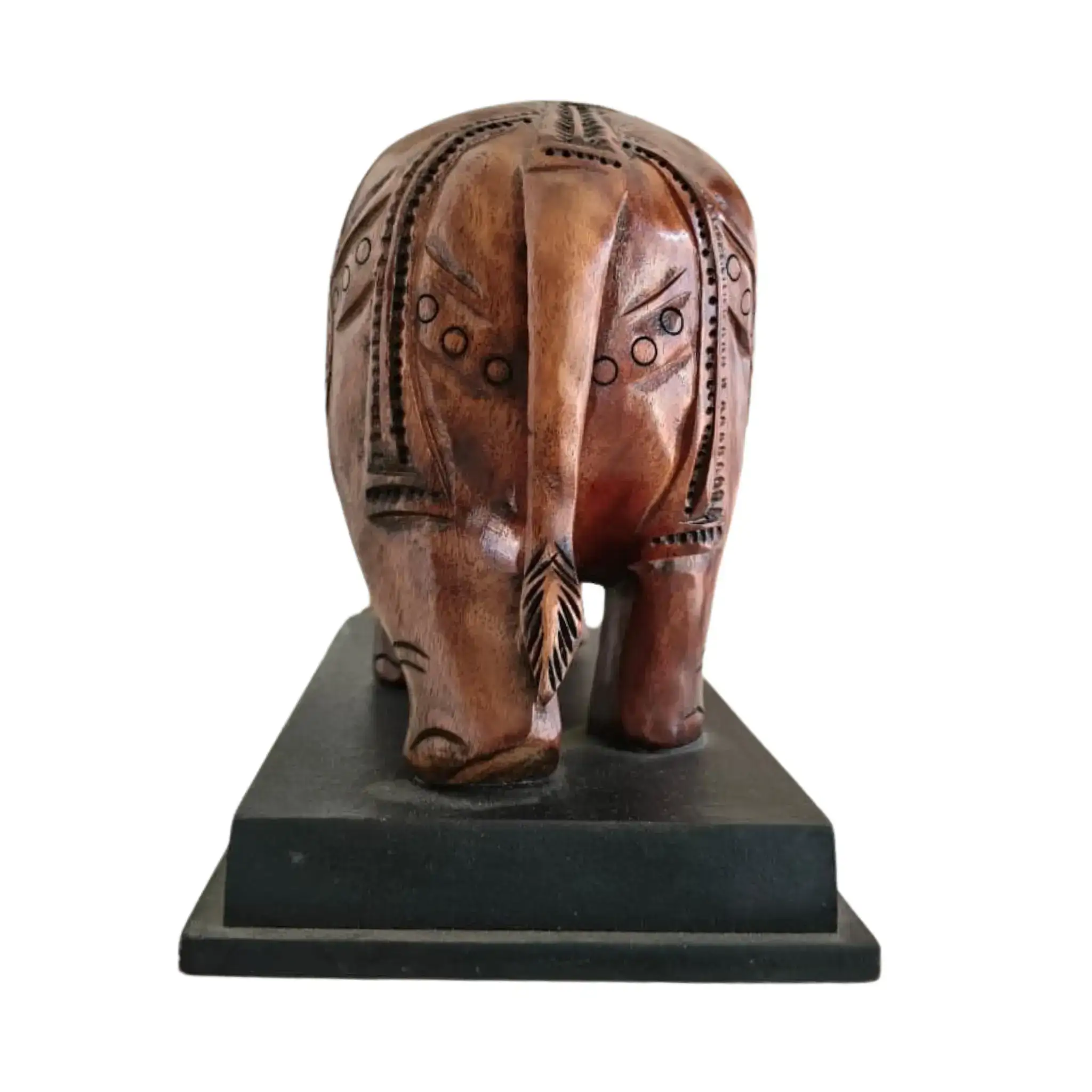 Hand-Carved Wooden Elephant with Base – Elegant Decorative Figurine - Image 6